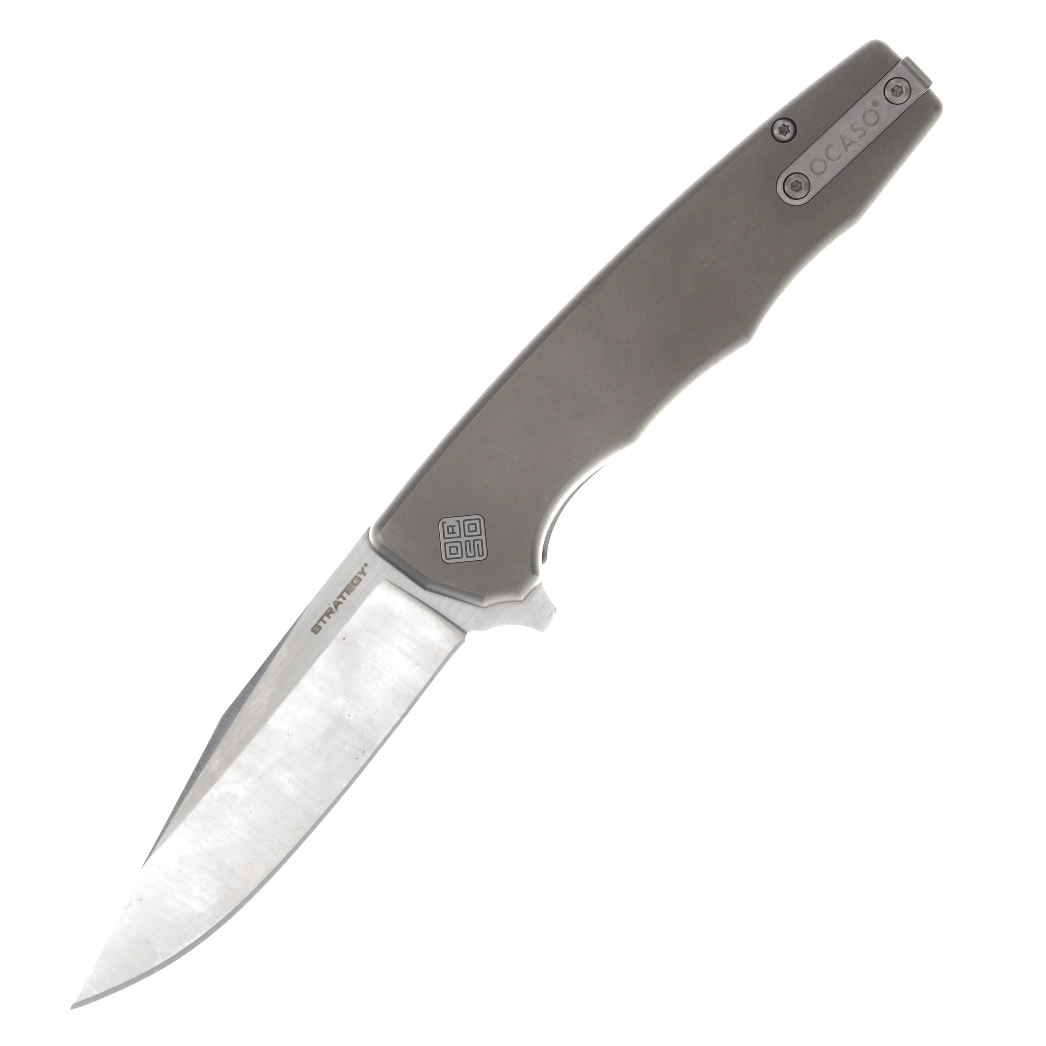 Ocaso Knives Strategy Folding Knife Satin S35VN Clip Point/Gray Titanium 29TIS View 1