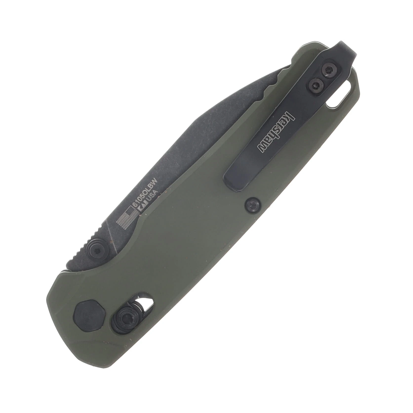 Kershaw Bel Air Duralock KVT Folding Knife CPM-Magnacut Blackwashed Drop Point Blade OD Green Cerakote Aluminum Handle KS6105OLBW View 5