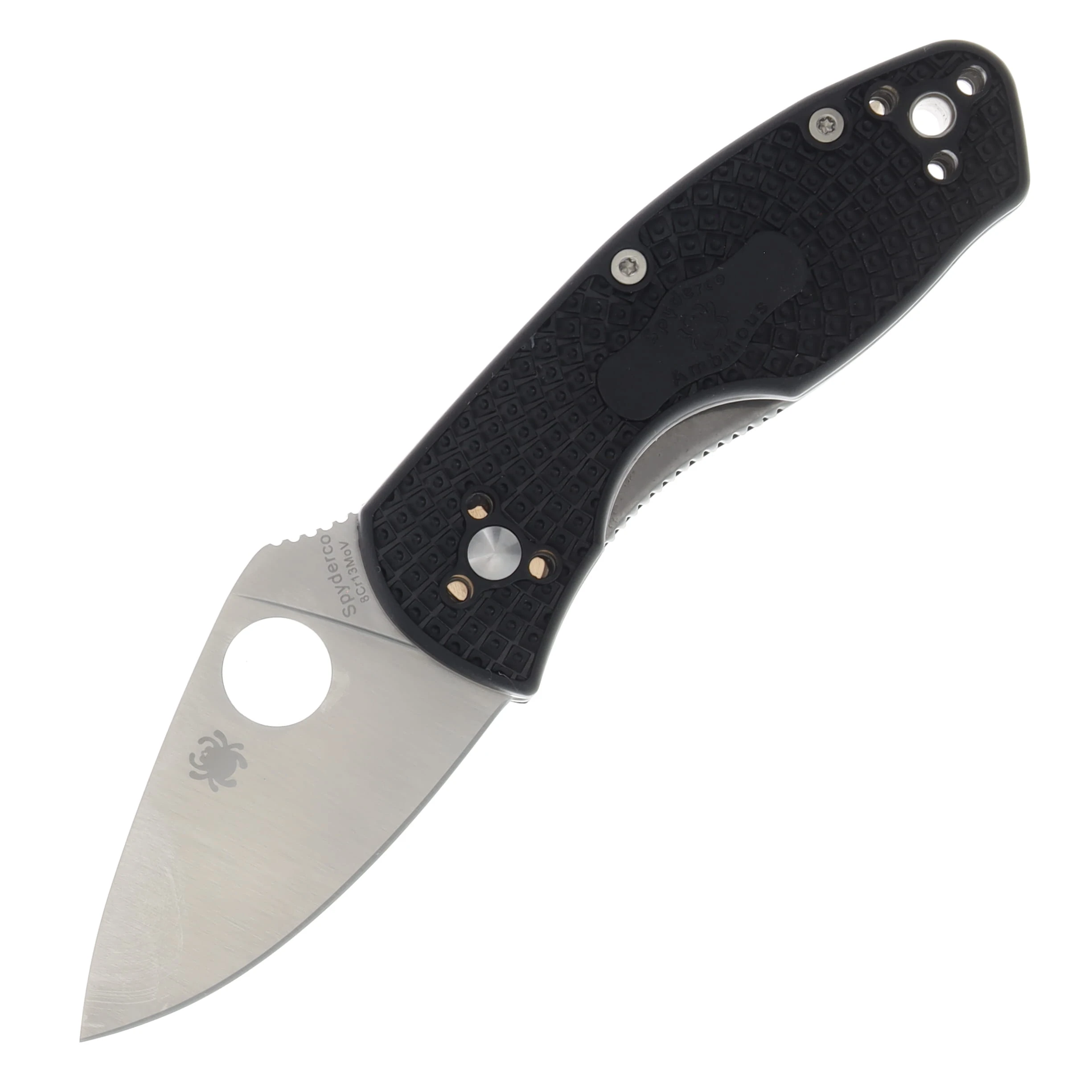Spyderco Ambitious Lightweight Black 2.31 Inch Plain Satin Drop Point SPC148PBK View 1