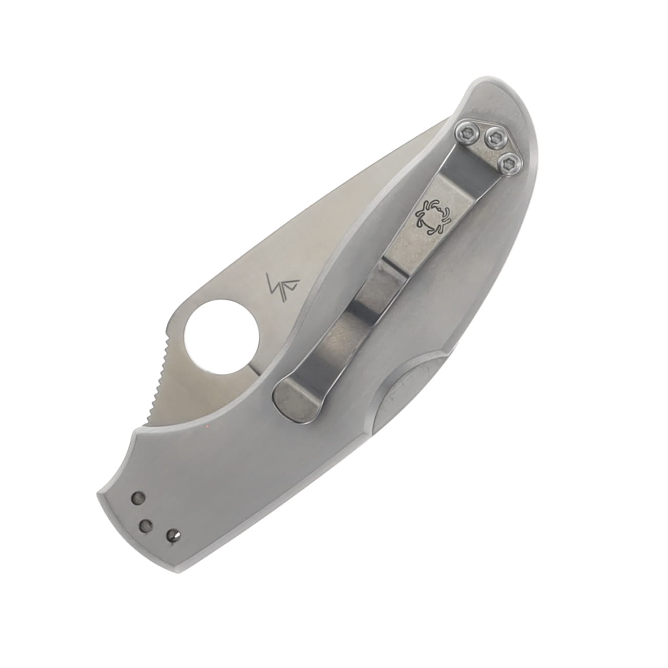 Spyderco UpTern Folding Knife Satin 2.82in Part Serr Satin Clip Point SPC261PS View 2