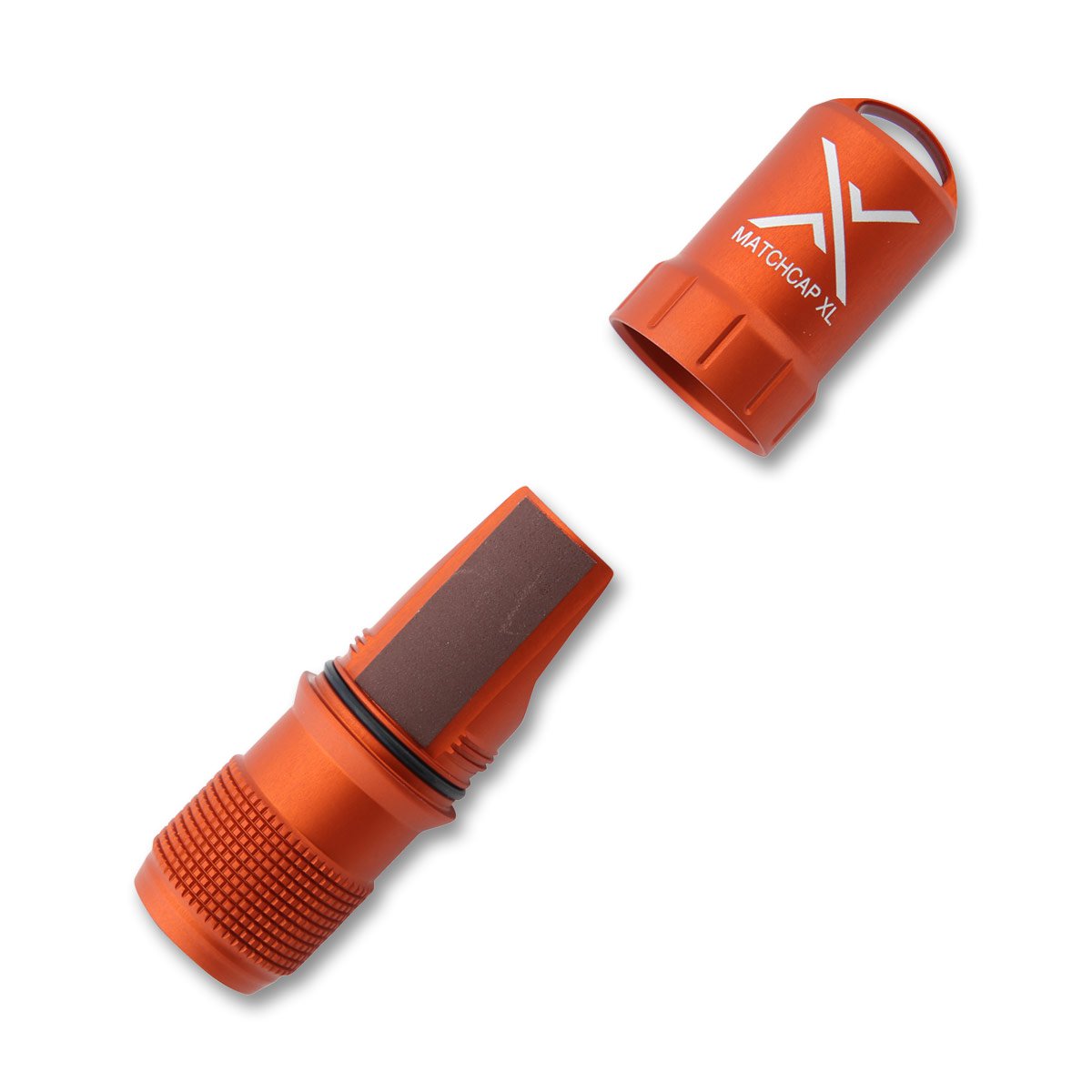 Exotac Orange Machcap XL Match Case and Striker 004100ORG View 1