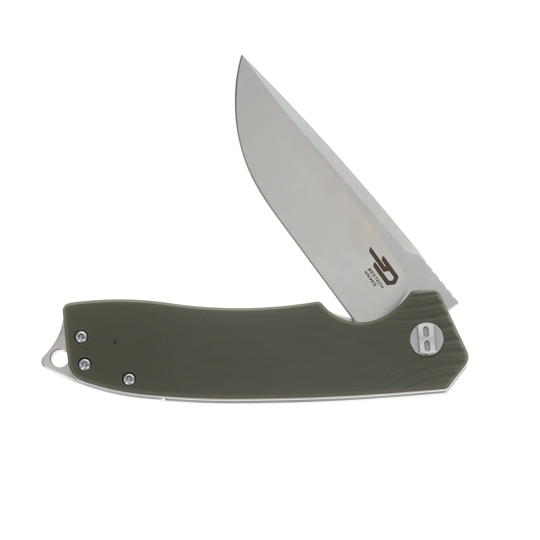 Bestech Knives Lion Army Green 3.47in Plain Dual Finish Drop Point BG01B View 3