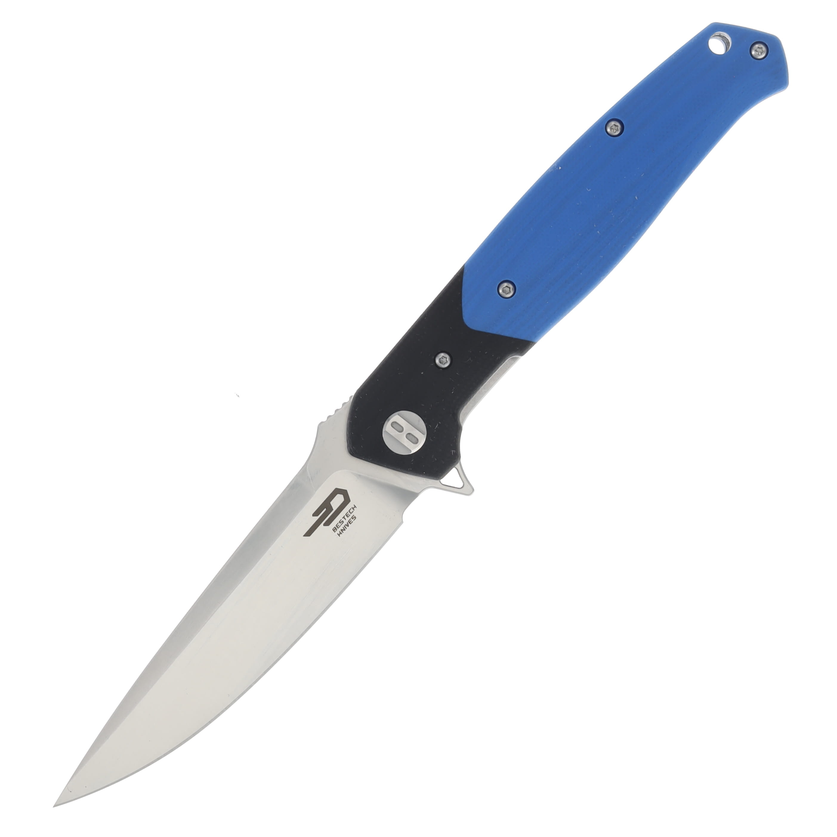 Bestech Knives Swordfish Blue – Black 3.94 Inch Plain Satin Drop Point BG03D View 1