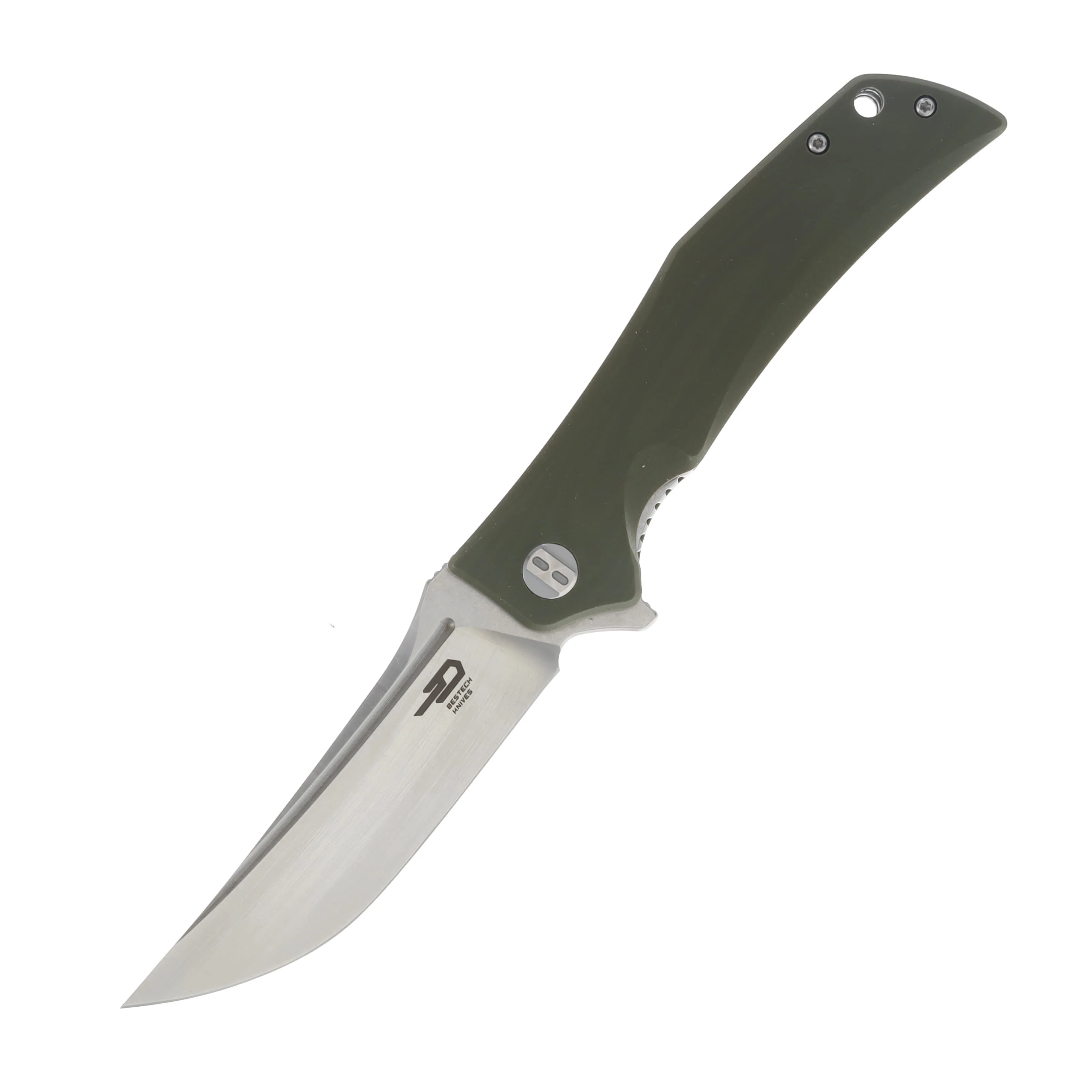 Bestech Knives Scimitar Army Green G10 Folding Knife 3.5in Satin/SW Blade BG05B-1 View 1