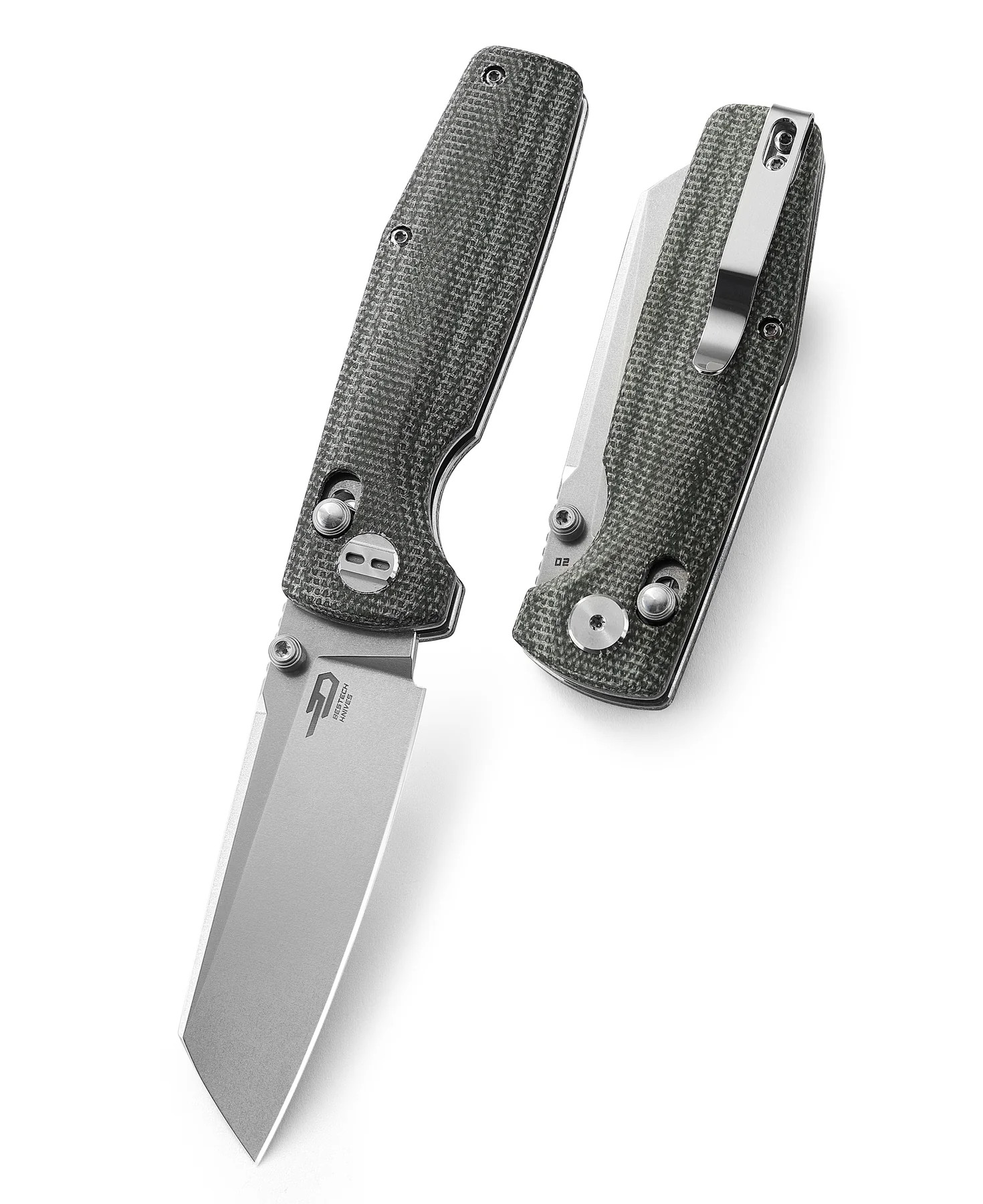 Bestech Knives Slasher Green 3.07 Inch Plain Stonewash Sheepsfoot BG43B-1 View 1