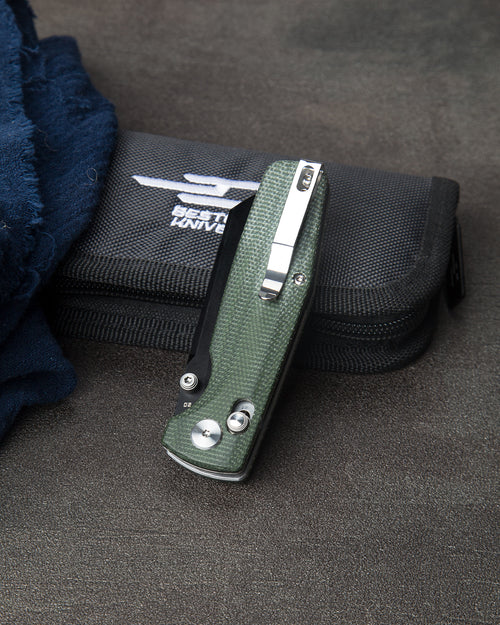 Bestech Knives Slasher Green 3.07in Plain Black Stonewash Sheepsfoot BG43B-2 View 4