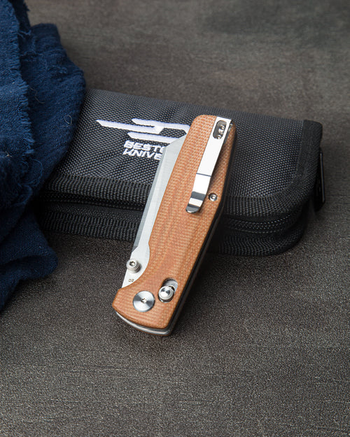 Bestech Knives Slasher Folding Knife Satin D2 Cleaver/Natural Micarta BG43D View 6