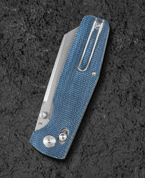 Bestech Knives Slasher Blue Canvas Micarta Handle Stonewasheed D2 Bblade BG56C-1 View 2