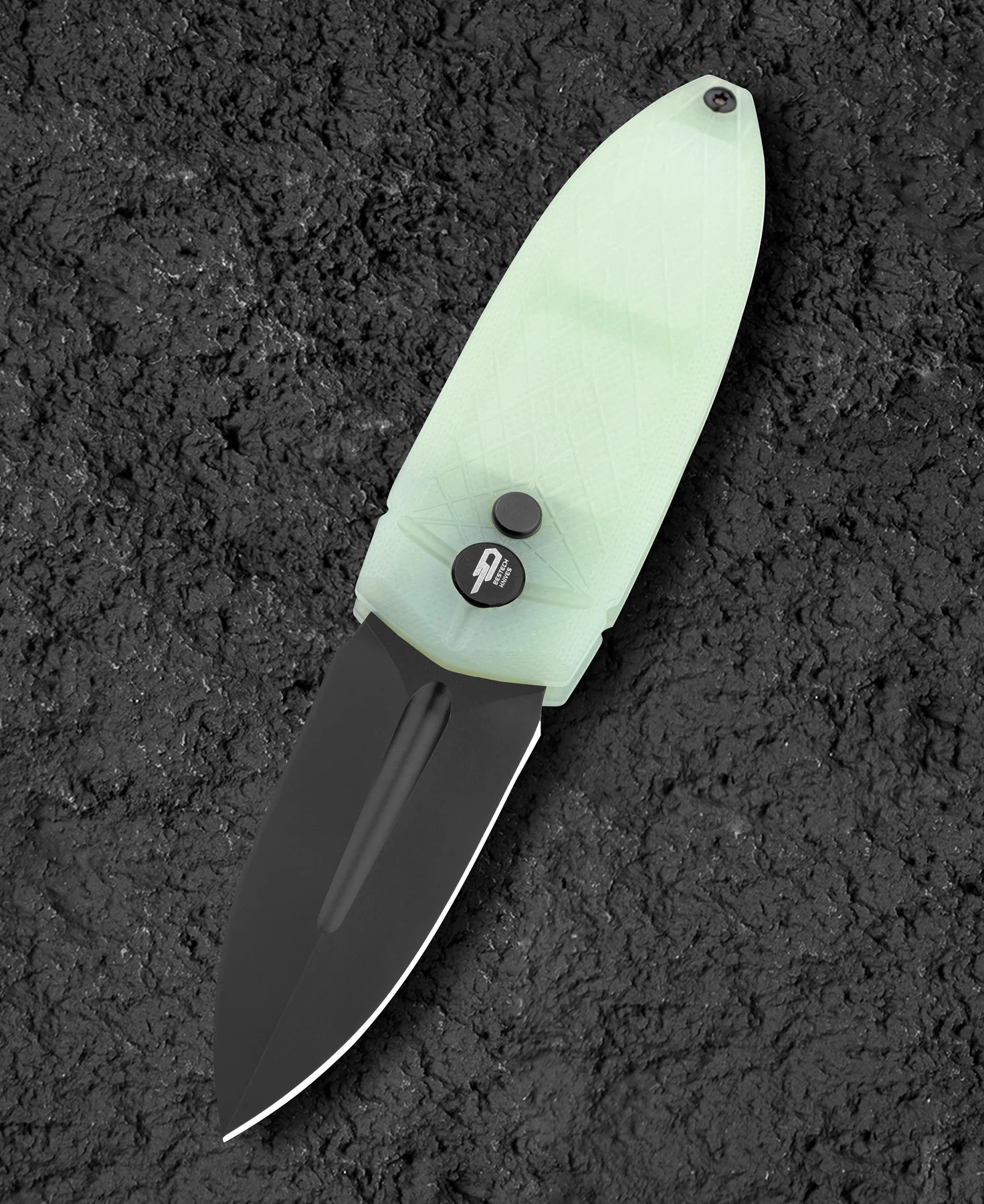 Bestech Knives Ququ Natural Jade 2.2 Inch Plain Black DLC Spear Point BG57A-6 View 5