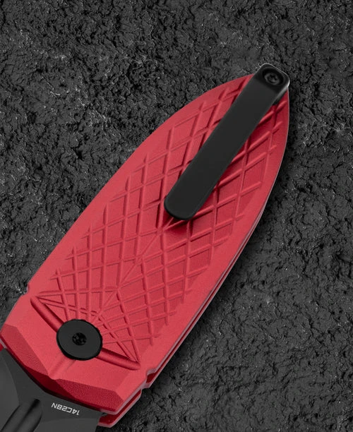 Bestech Knives Ququ Red 2.2 Inch Plain Black DLC Spear Point BG57B-4 View 6