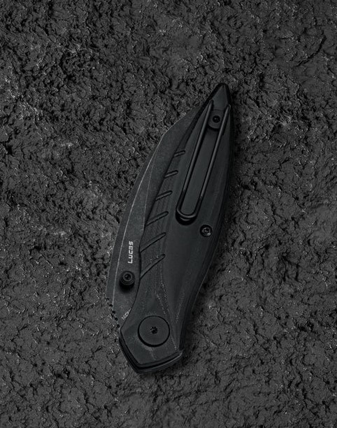 Bestech Knives Mantidae Folding Knife Black Stonewash Serrated 14C28N Hawkbill/Black Micarta BG60F View 6