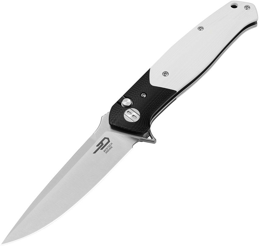 Bestech Knives Swordfish White-Black G10 Folding Knife 3.94in Satin Drop Point BG62B View 1