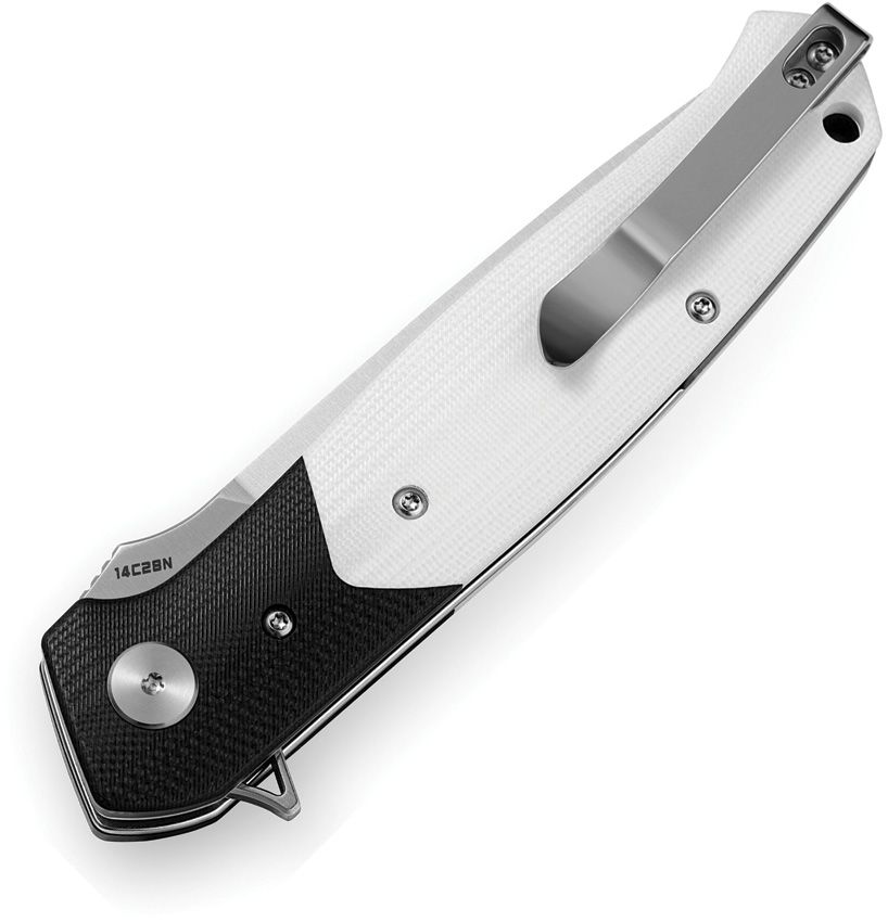 Bestech Knives Swordfish White-Black G10 Folding Knife 3.94in Satin Drop Point BG62B View 2