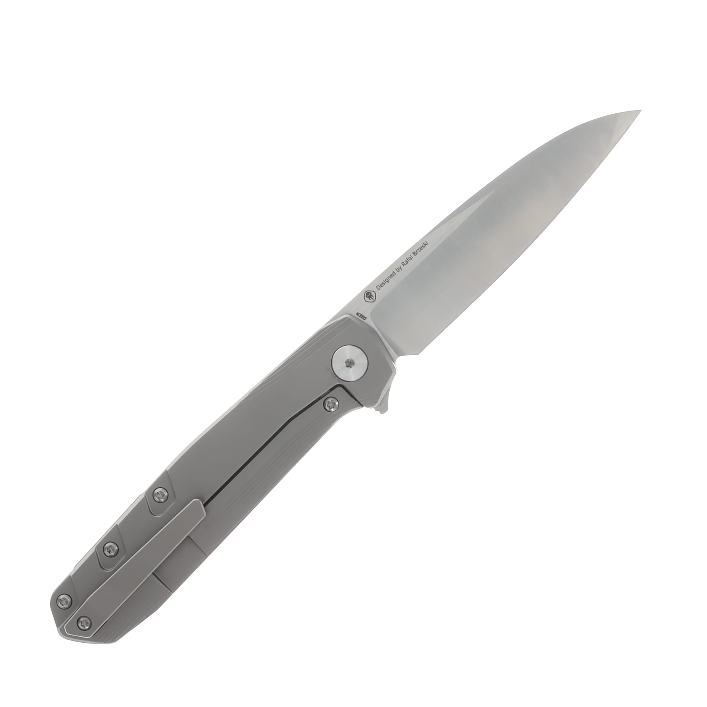 Bestech Knives 9 Bead Blasted Titanium 3.78in Satin Modified Wharncliffe Blade BT2408A View 2