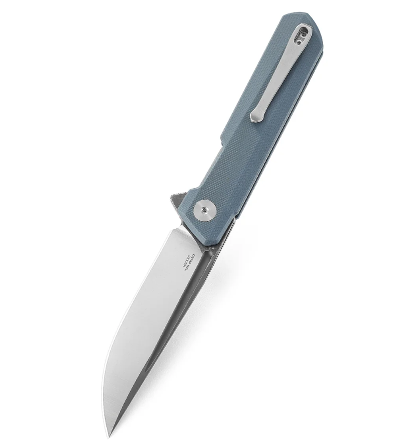 Bestechman Folding Knife Dundi Grey G-10 3.35” Titanized Satin D2 Drop Point Blade BMK01F View 1