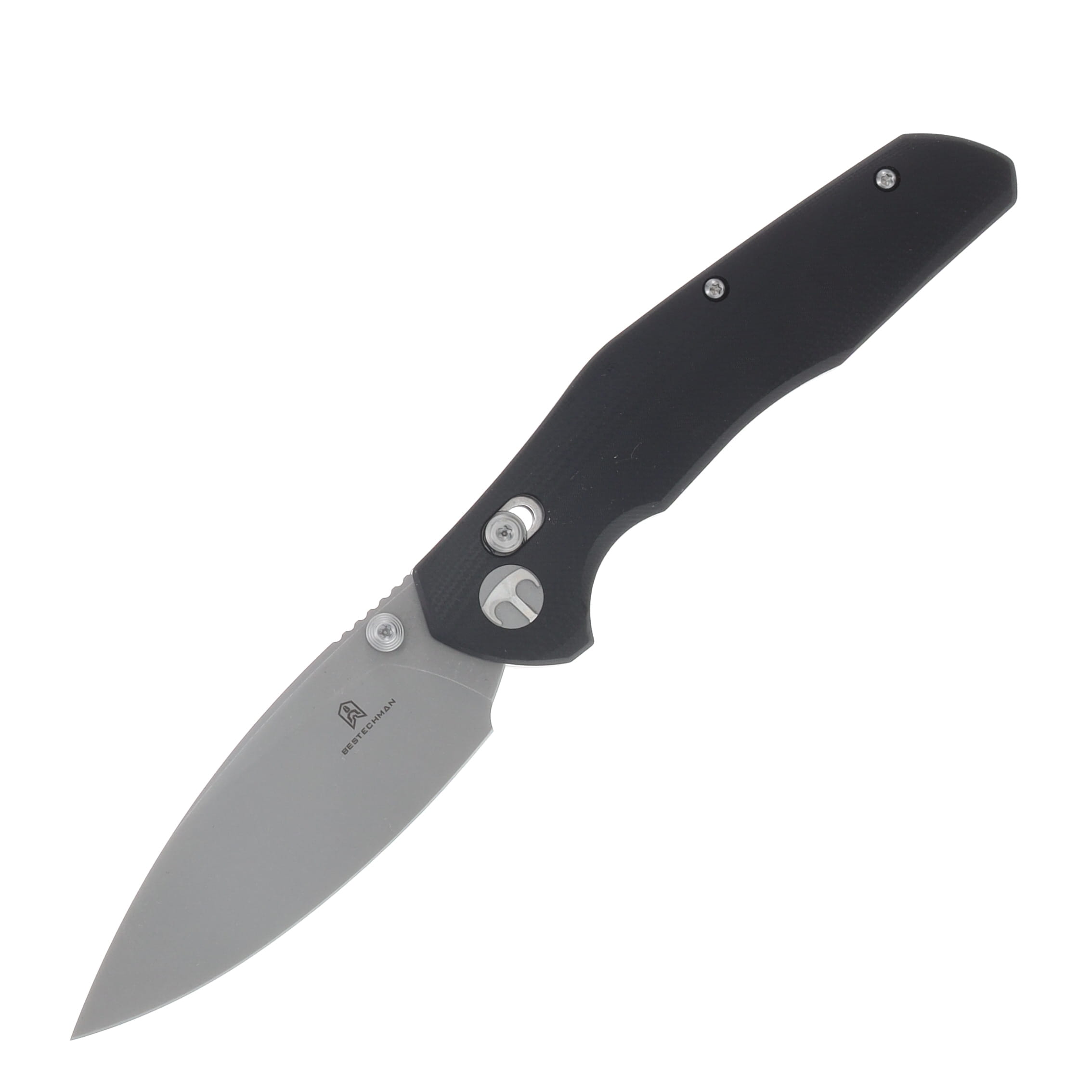 Bestechman Ronan Folding Knife Stonewash Spear Point/Black G-10 BMK02D View 1