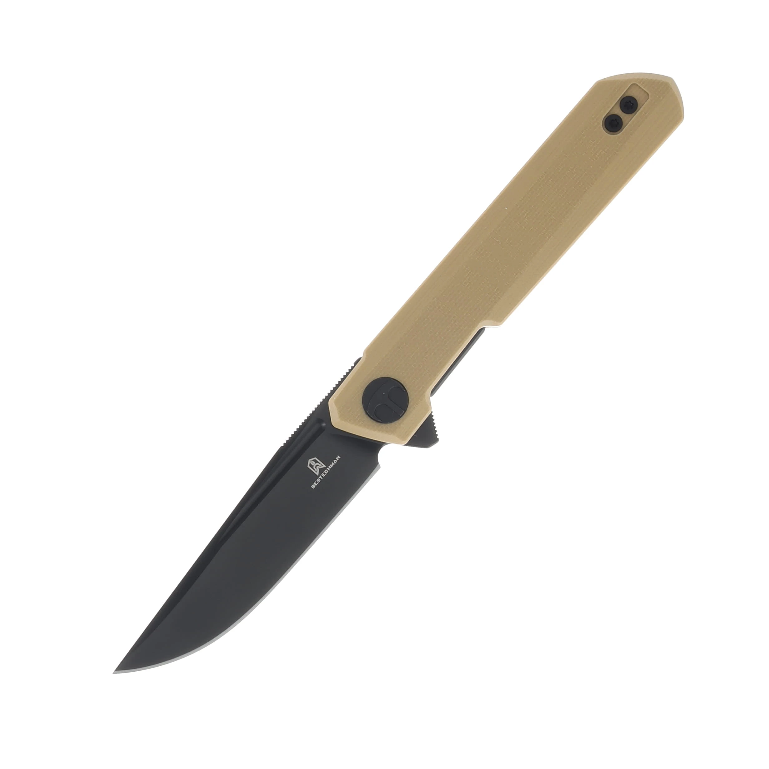 Bestechman Mini Dundee Khaki G10 2.92in Black Clip Point Blade BMK03I View 1