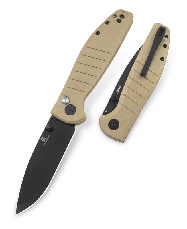 Bestechman Goodboy Folding Knife DLC Drop Point D2/Khaki G-10 BMK04E View 4
