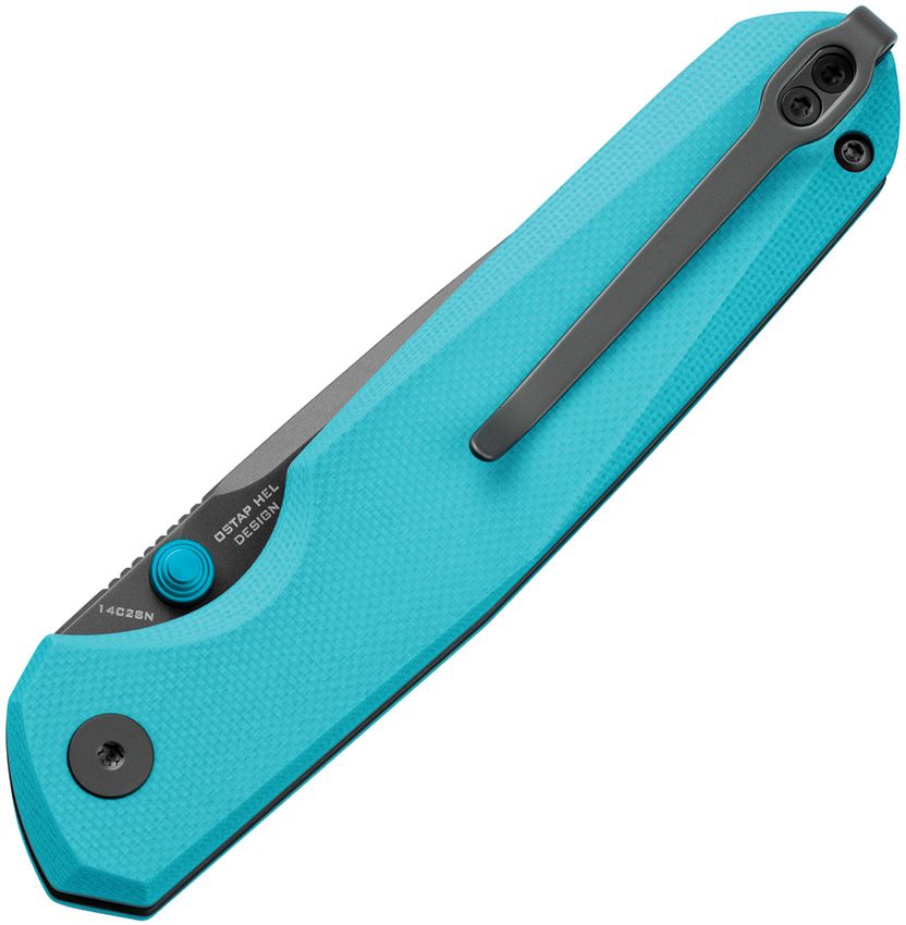 Bestech Knives Bestechman Velix Tiffany Blue 3.31in Plain Gray PVD Drop Point BMK07D View 2