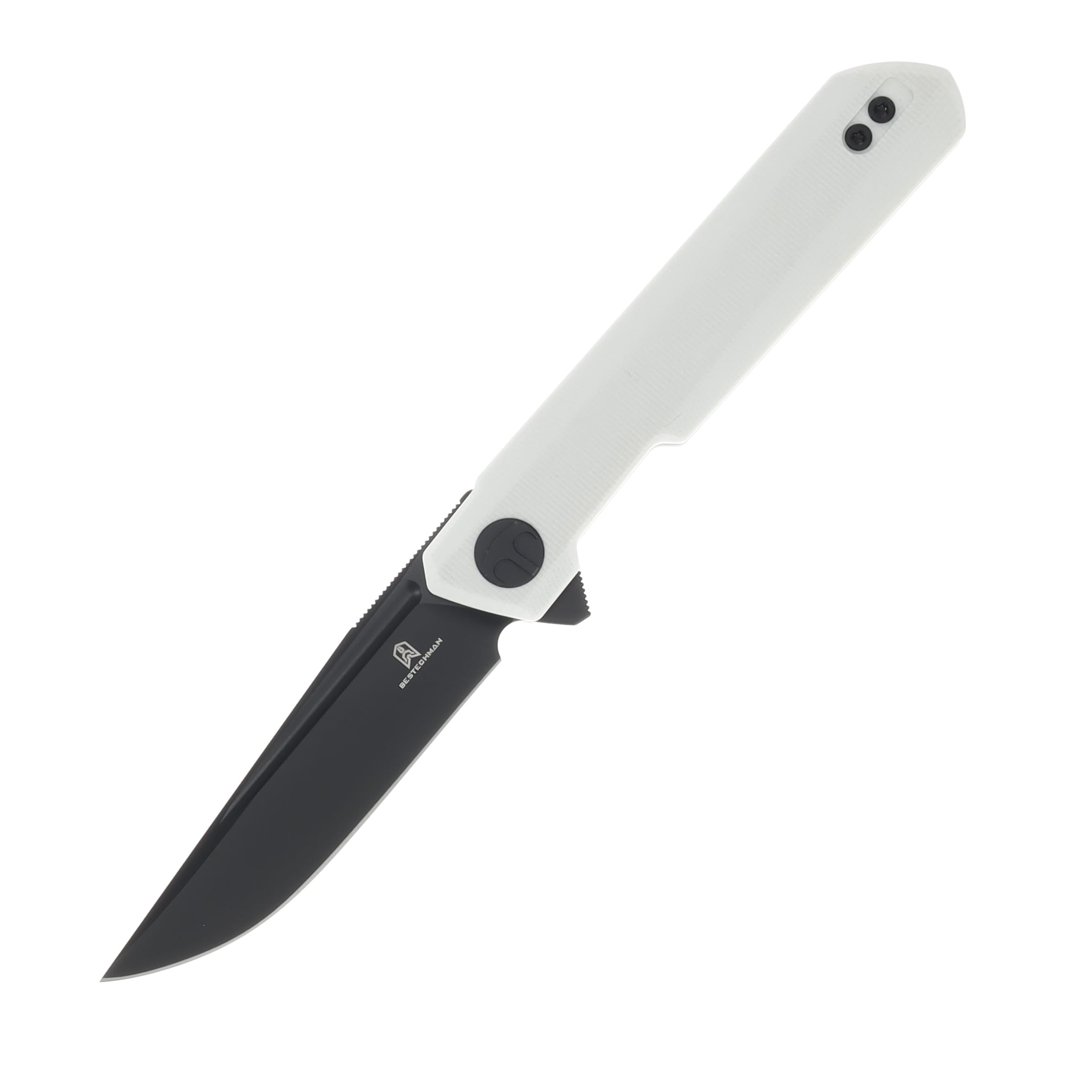 Bestech Bestchman Mini Dundee White 2.92 Inch Plain Black Clip Point BMK08B View 2