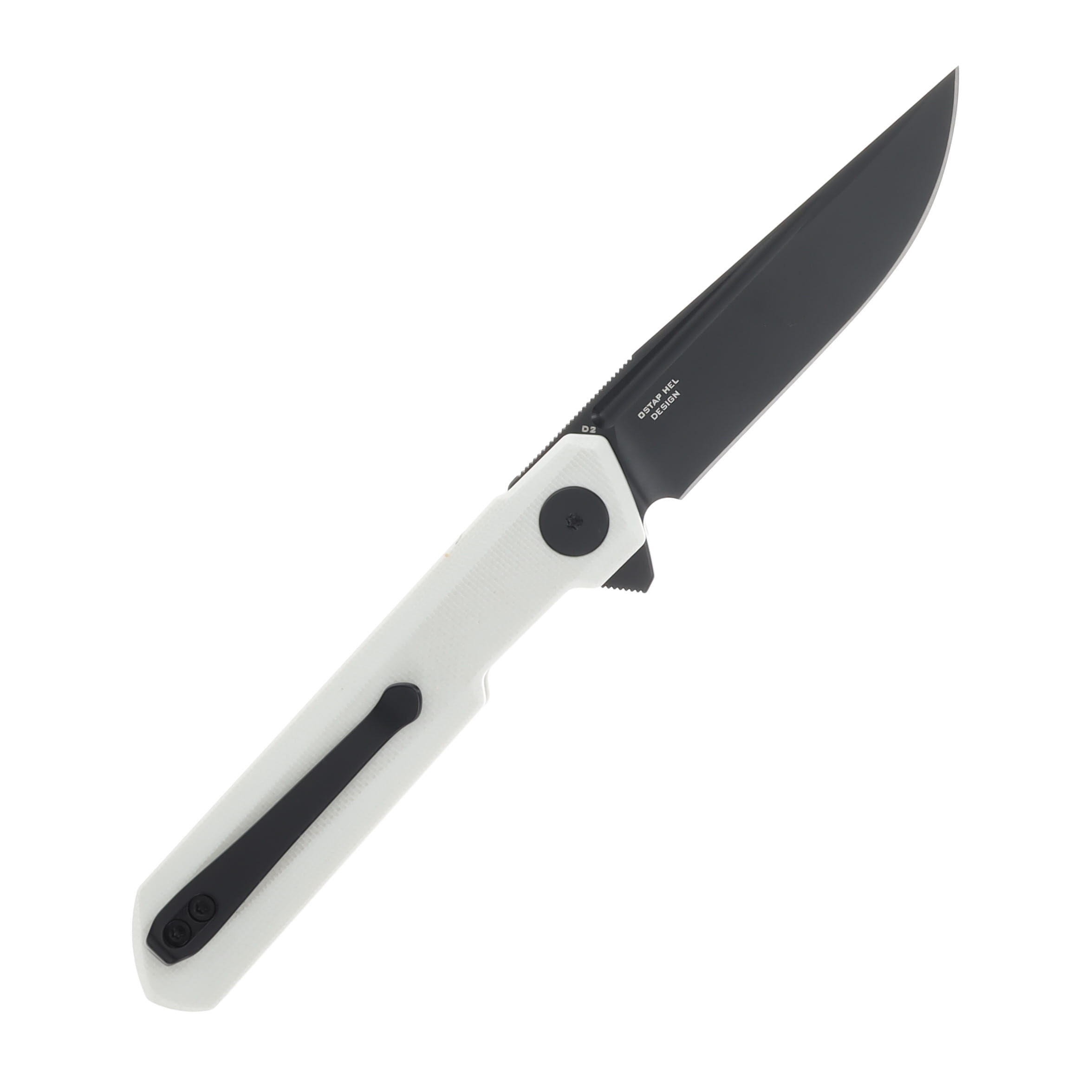 Bestech Bestchman Mini Dundee White 2.92 Inch Plain Black Clip Point BMK08B View 1
