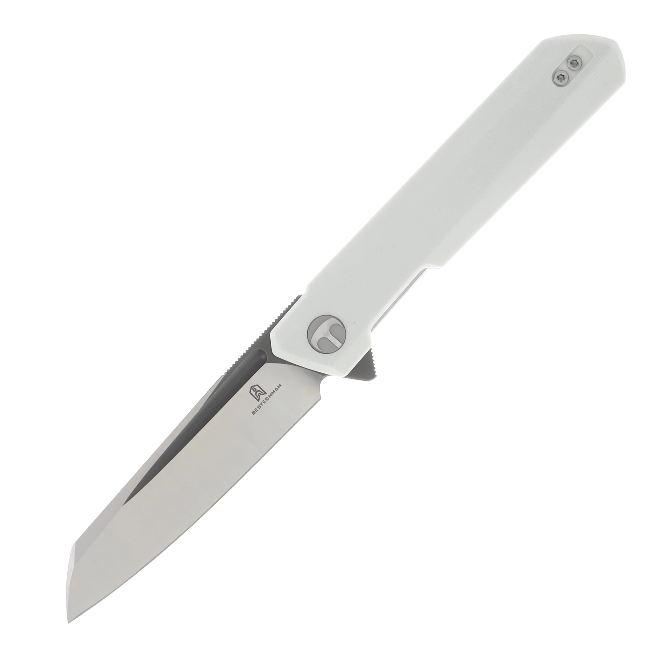 Bestechman Dundee White G10 3.47in Satin/Gray PVD Sheepsfoot BMK09C View 1