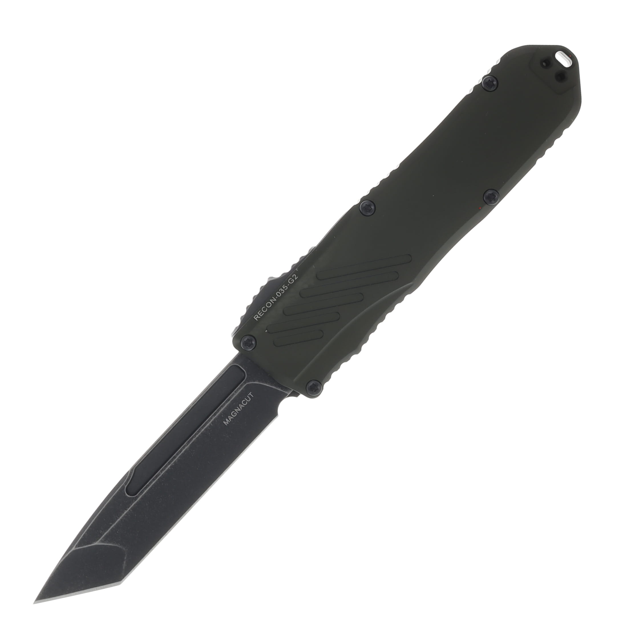 Guardian Tactical Recon-035 OTF Automatic Knife Dark Stonewash Tanto/OD Green AUGT98621-G2 View 1