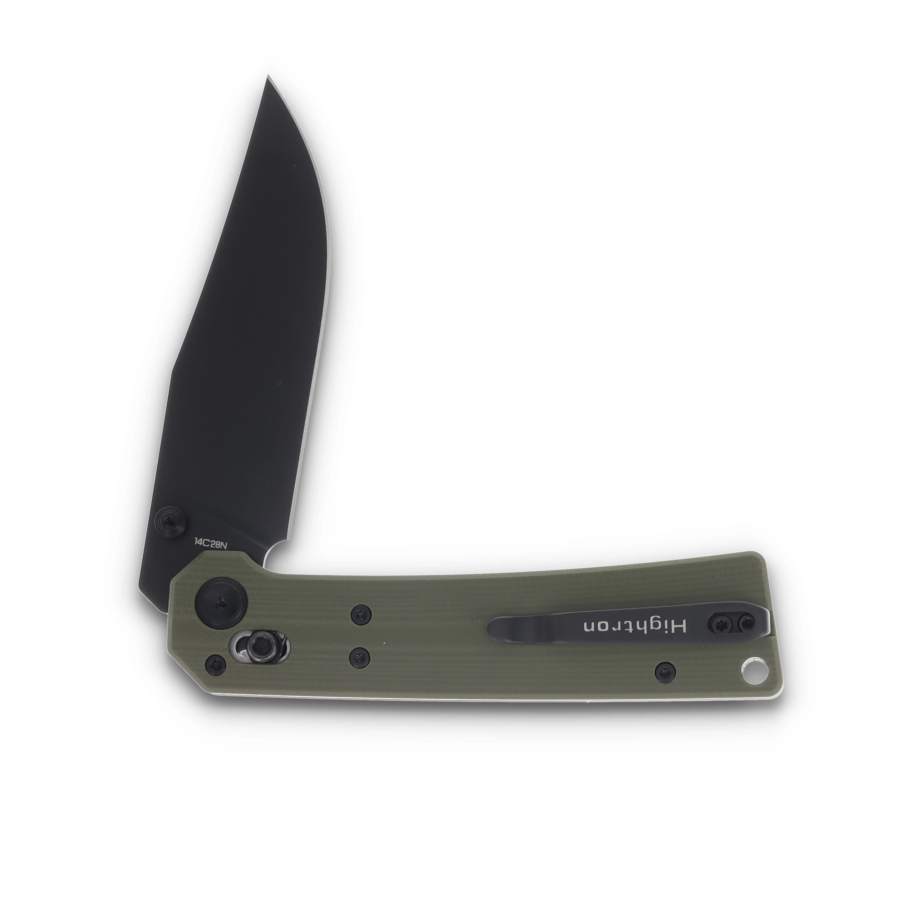 Hightron Knives Pathwright OD Green  3.54in Plain Black PVD Clip Point HK03GRN View 4