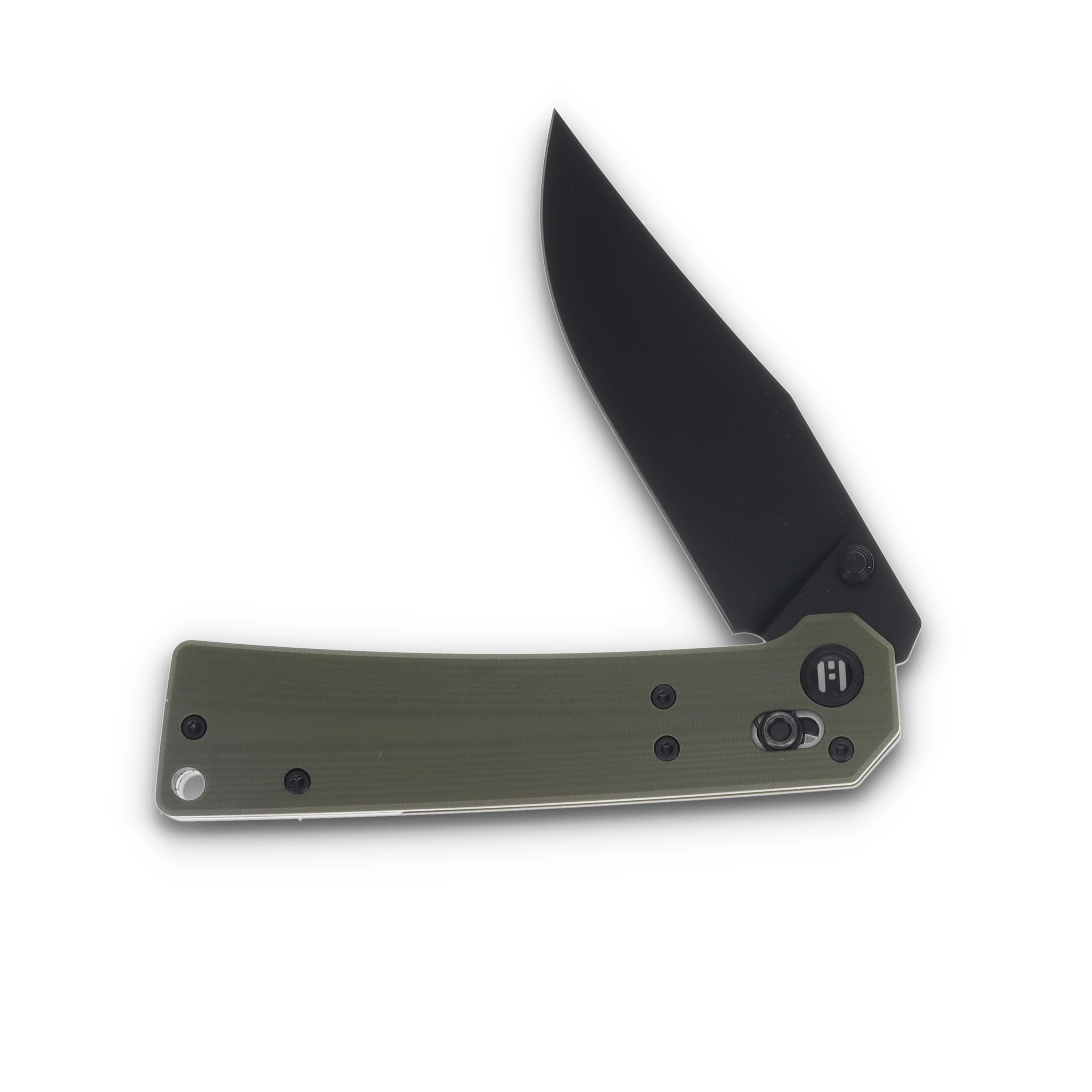 Hightron Knives Pathwright OD Green  3.54in Plain Black PVD Clip Point HK03GRN View 3