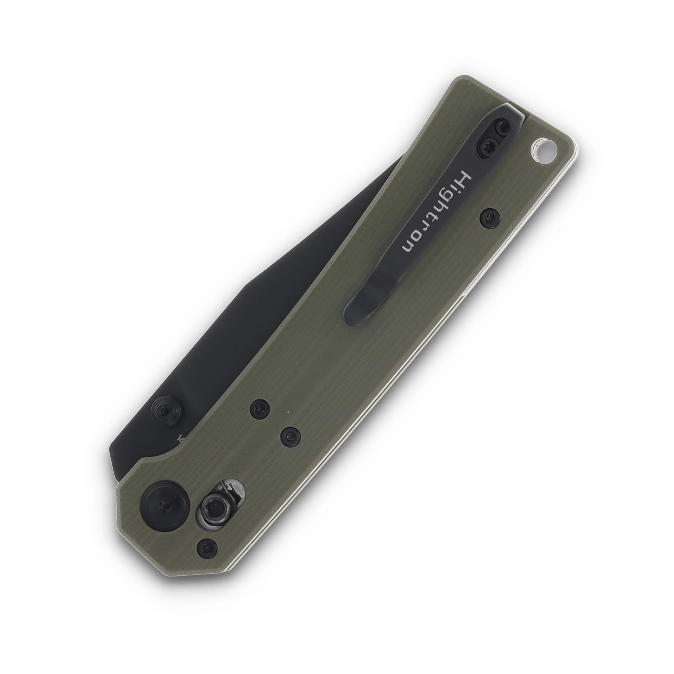 Hightron Knives Pathwright OD Green  3.54in Plain Black PVD Clip Point HK03GRN View 6