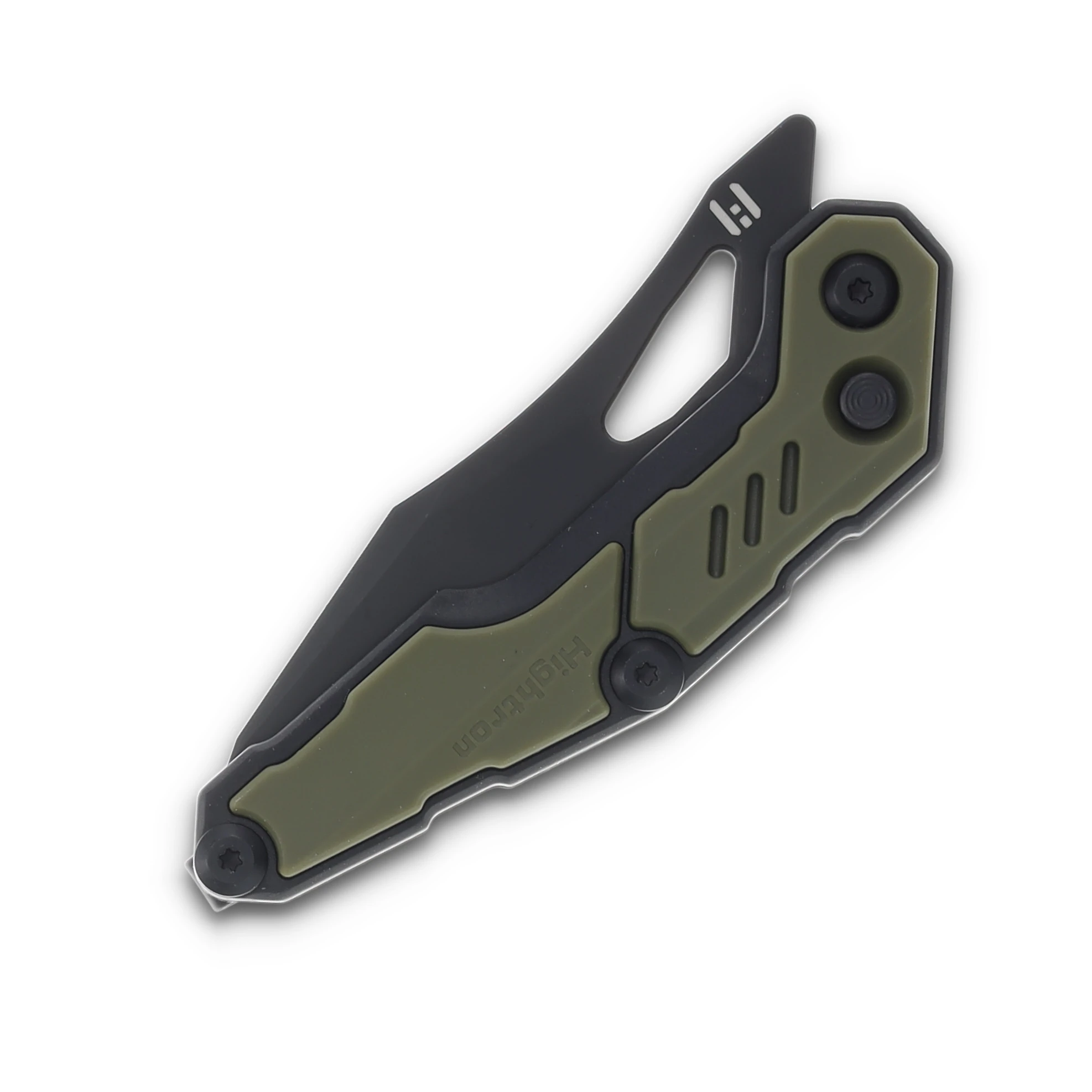 Hightron Knives Spectron OD Green - Black 3.05in Plain Black PVD Sheepsfoot HK04GRN View 5