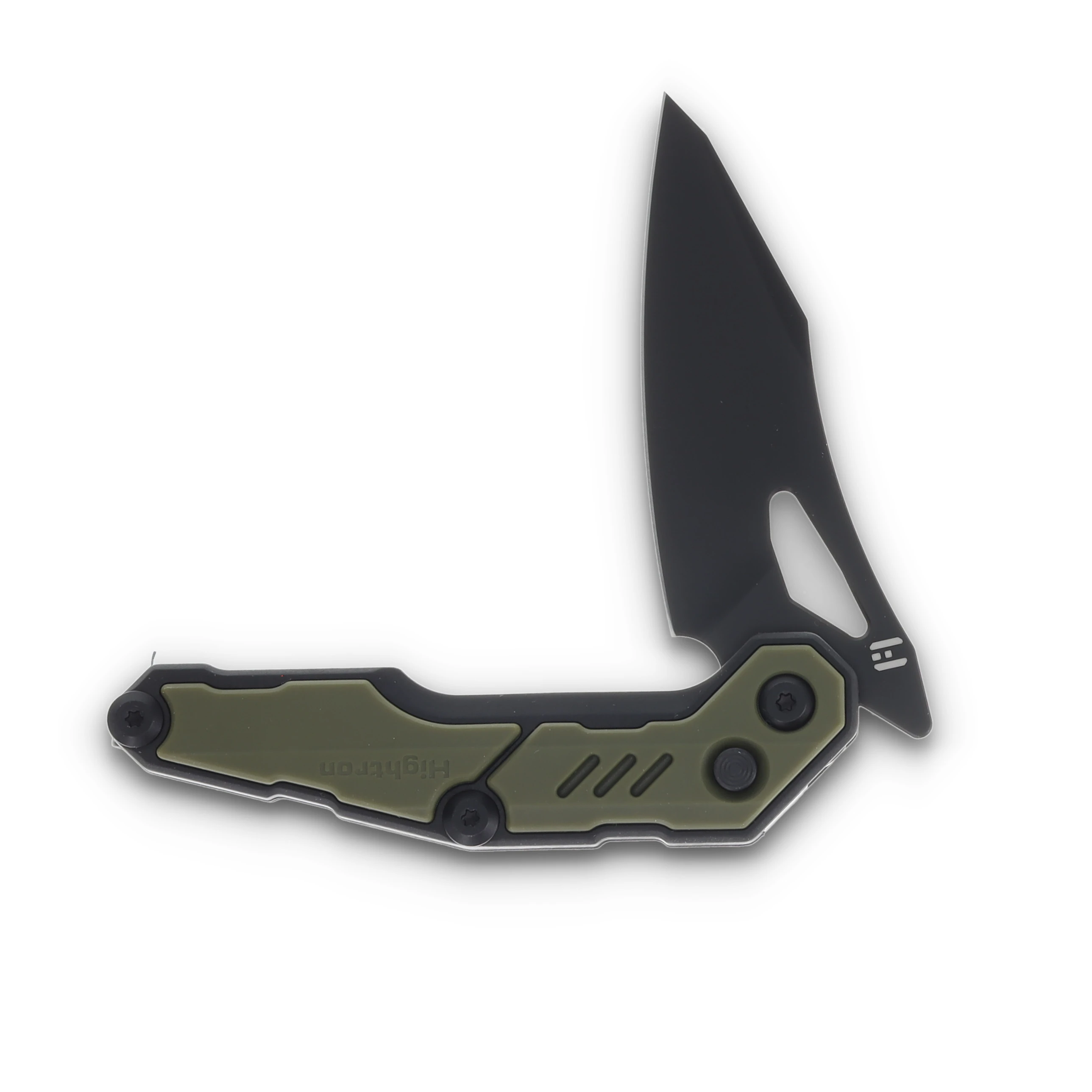Hightron Knives Spectron OD Green - Black 3.05in Plain Black PVD Sheepsfoot HK04GRN View 3