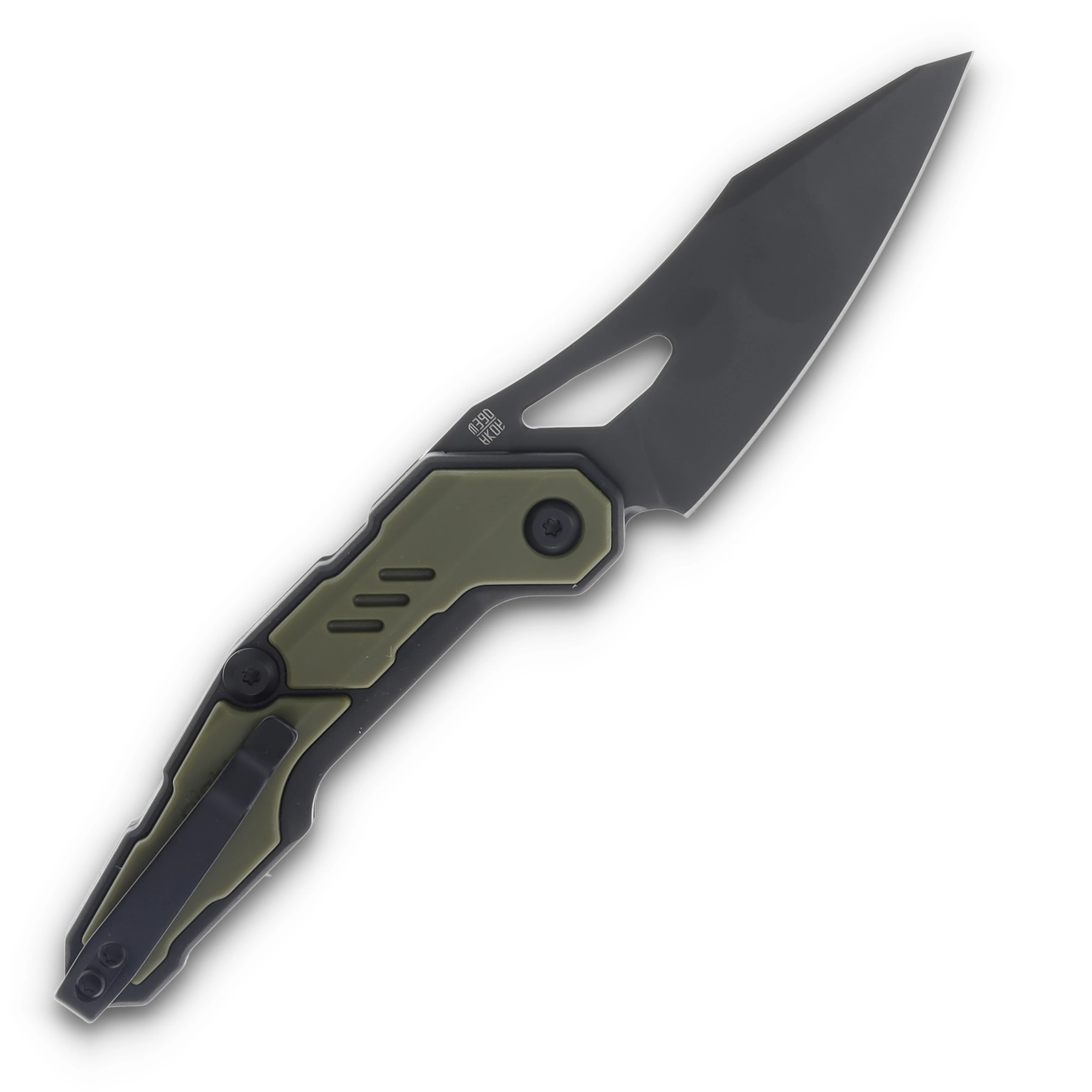 Hightron Knives Spectron OD Green - Black 3.05in Plain Black PVD Sheepsfoot HK04GRN View 2