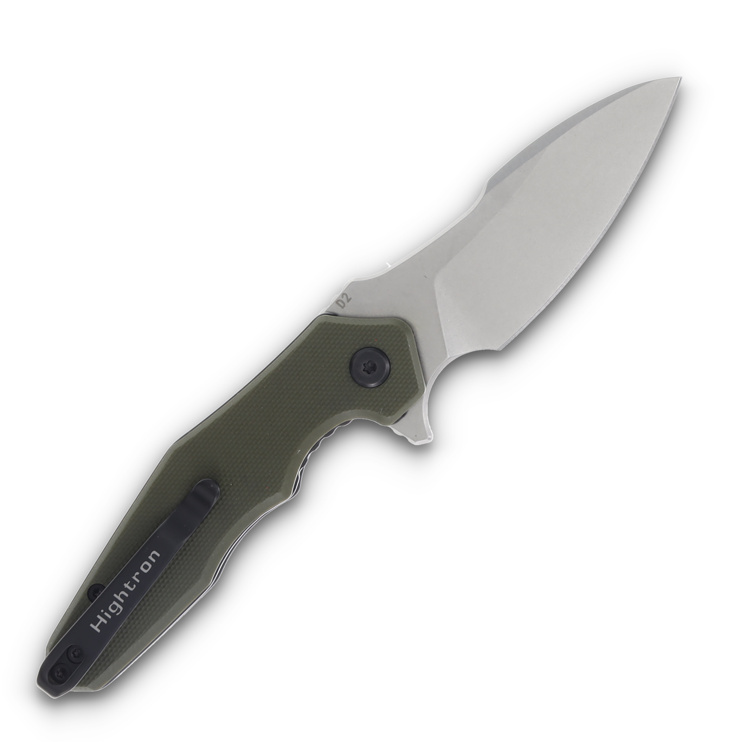 Hightron Knives Mini Ventura OD Green 2.85in Plain Stonewash Clip Point HK05GRNS View 2