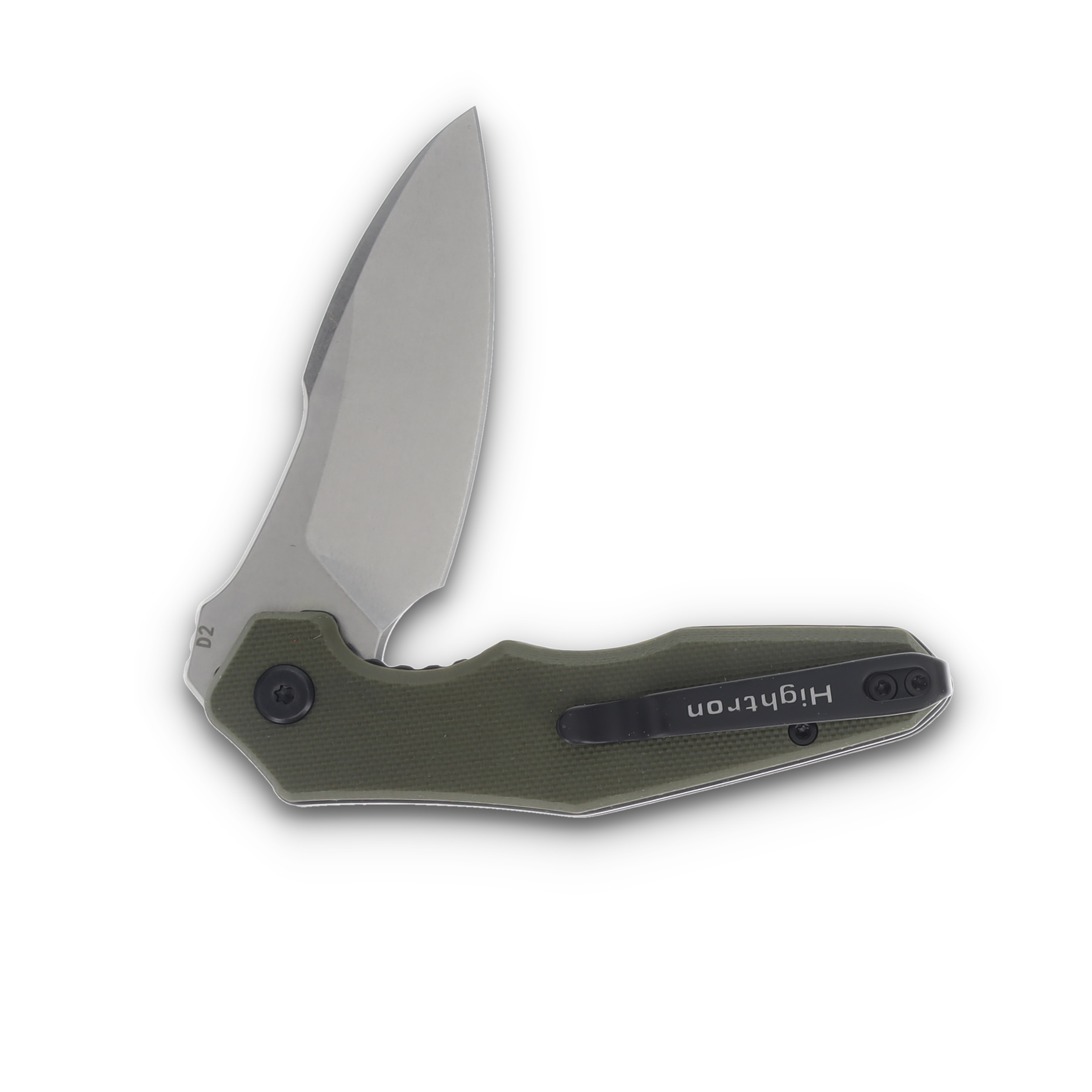Hightron Knives Mini Ventura OD Green 2.85in Plain Stonewash Clip Point HK05GRNS View 4