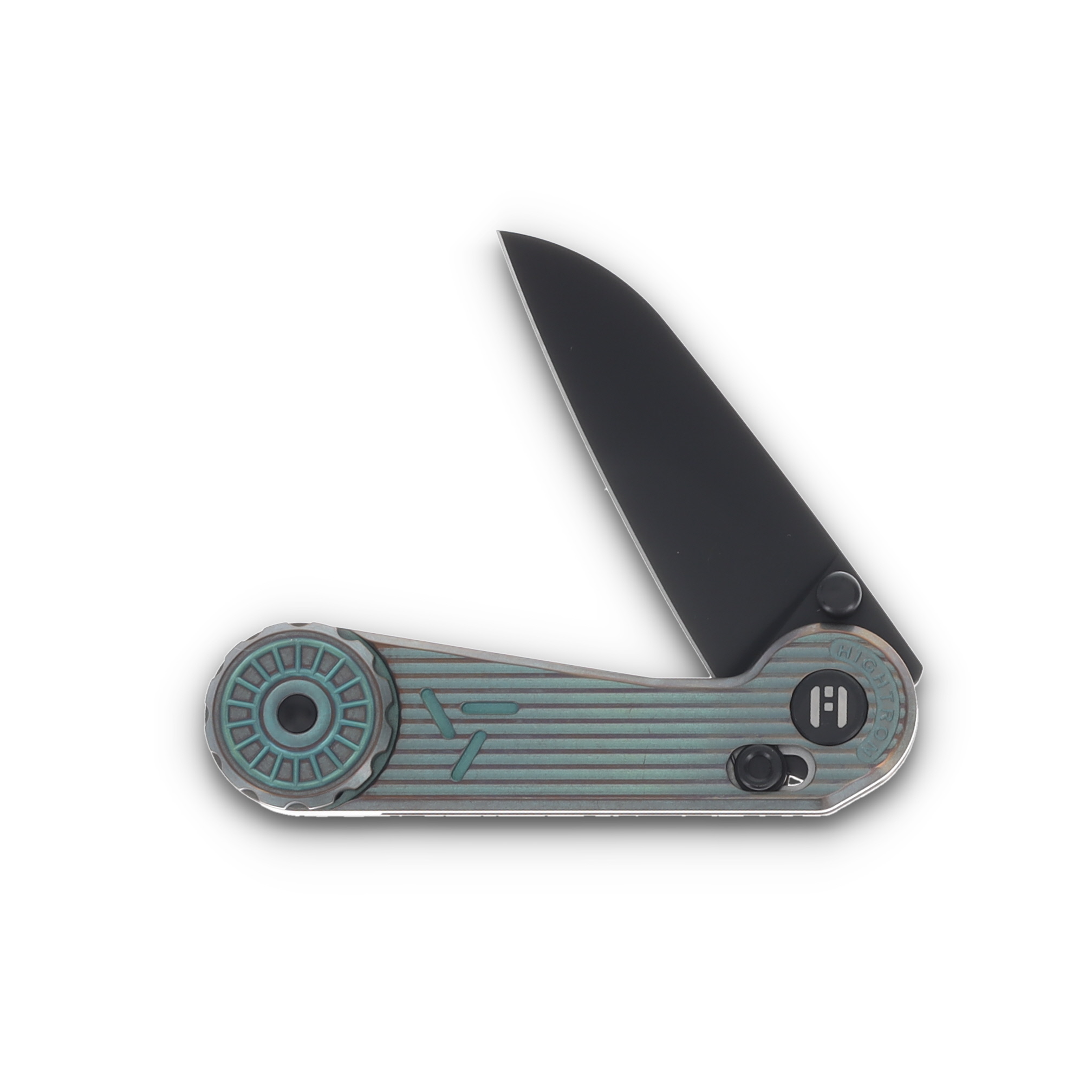 Hightron Knives Edge Play Green - Gray 2.64in Plain Black PVD Sheepsfoot HT01GRN View 3