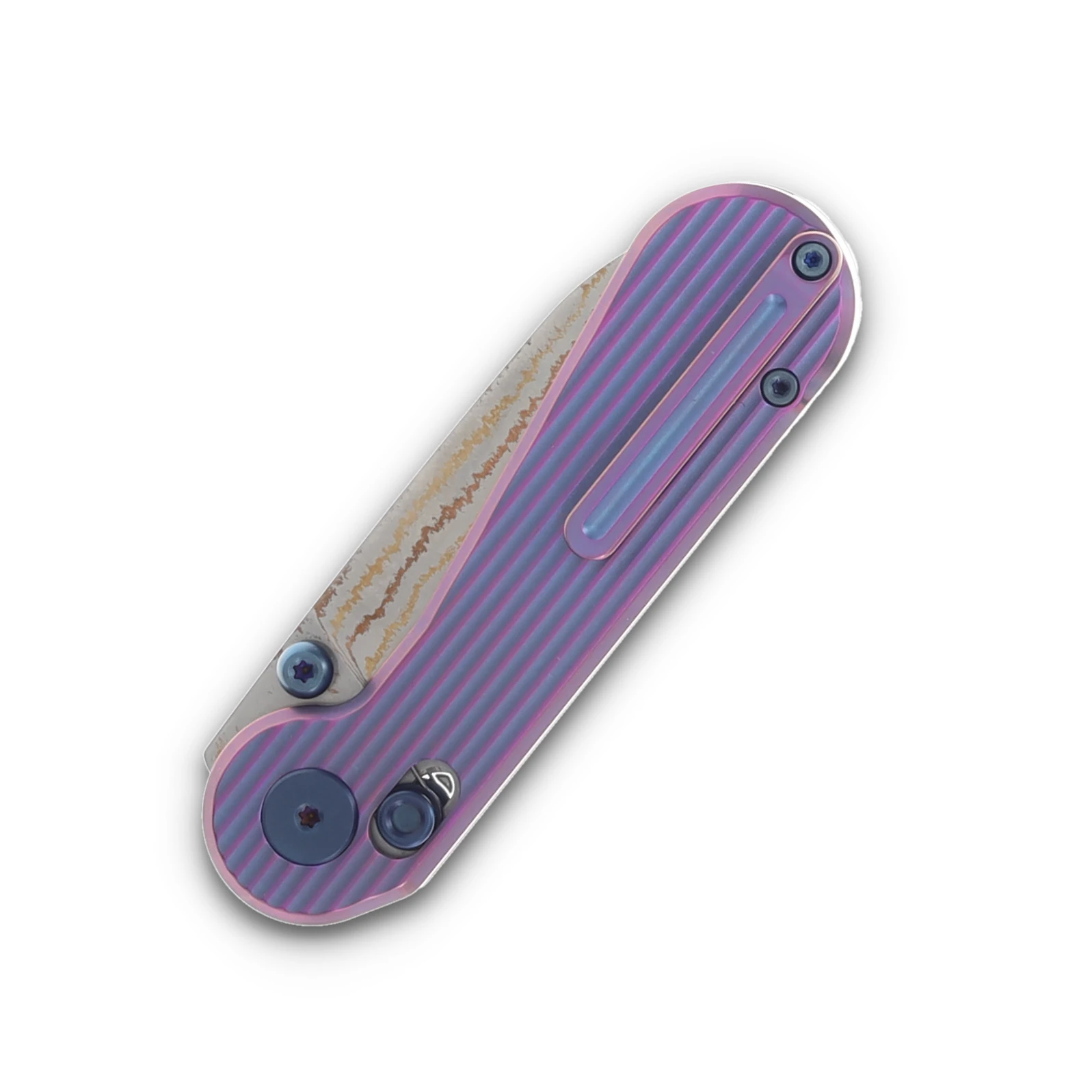 Hightron Knives Edge Play Purple 2.64in Plain Copper Damascus Sheepsfoot HT01PURP View 6