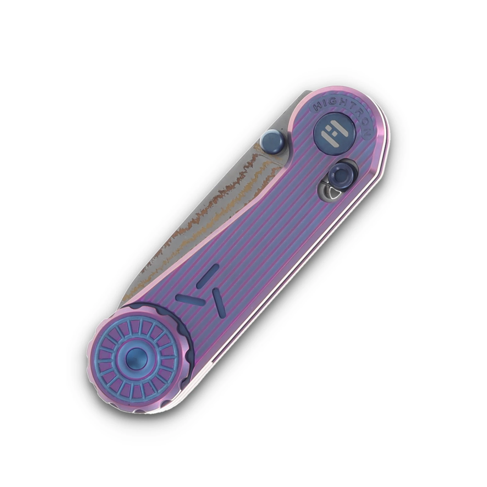 Hightron Knives Edge Play Purple 2.64in Plain Copper Damascus Sheepsfoot HT01PURP View 5