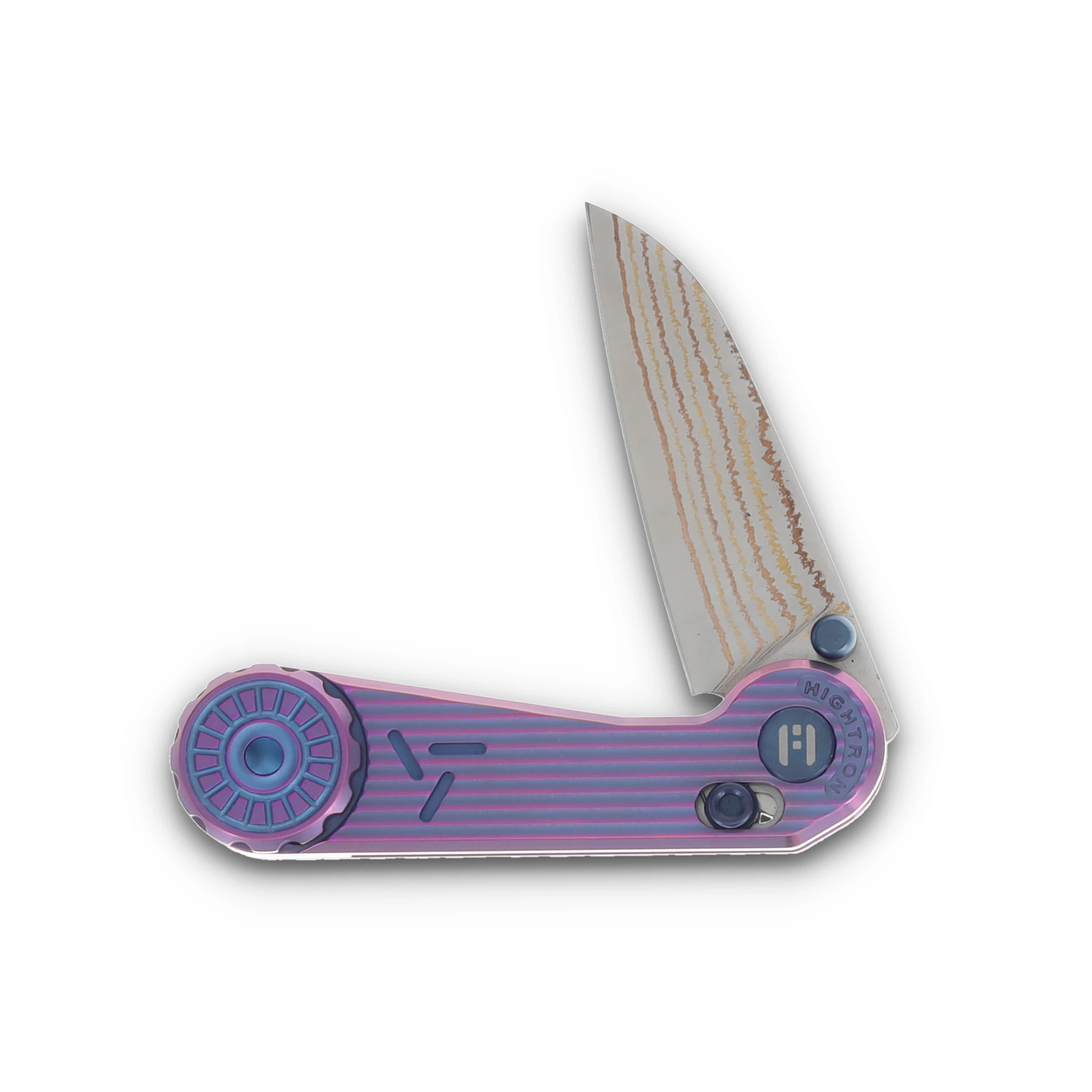 Hightron Knives Edge Play Purple 2.64in Plain Copper Damascus Sheepsfoot HT01PURP View 4