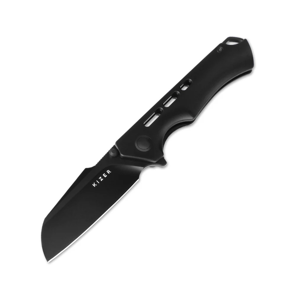 Kizer Crest Folding Knife Titanium Black 3.05in Sheepsfoot Blade KI3714A2 View 1