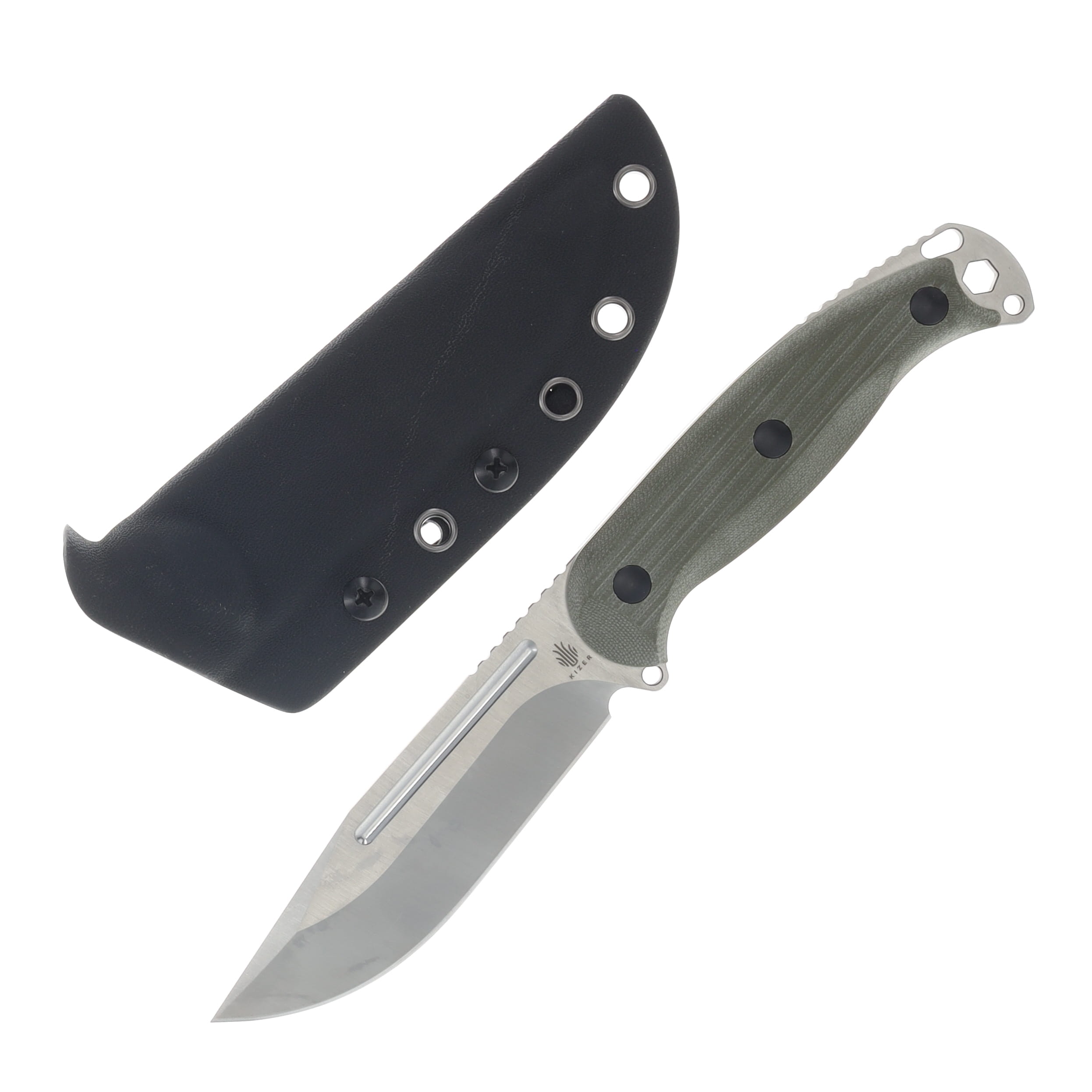 Kizer Ursa Major Fixed Blade OD Green G10 4.43in Satin AEB-L Clip Point 1082A2 View 1