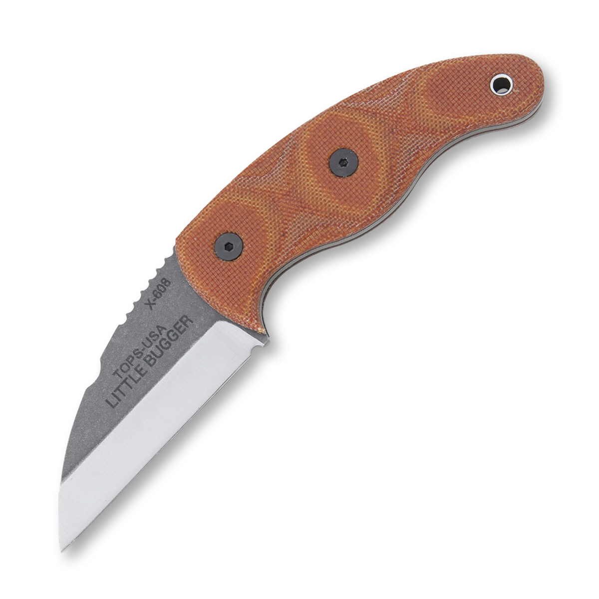 TOPS Knives Little Bugger 2.38in Tumble Finish Wharncliffe Fixed Blade TPLILB01 View 2