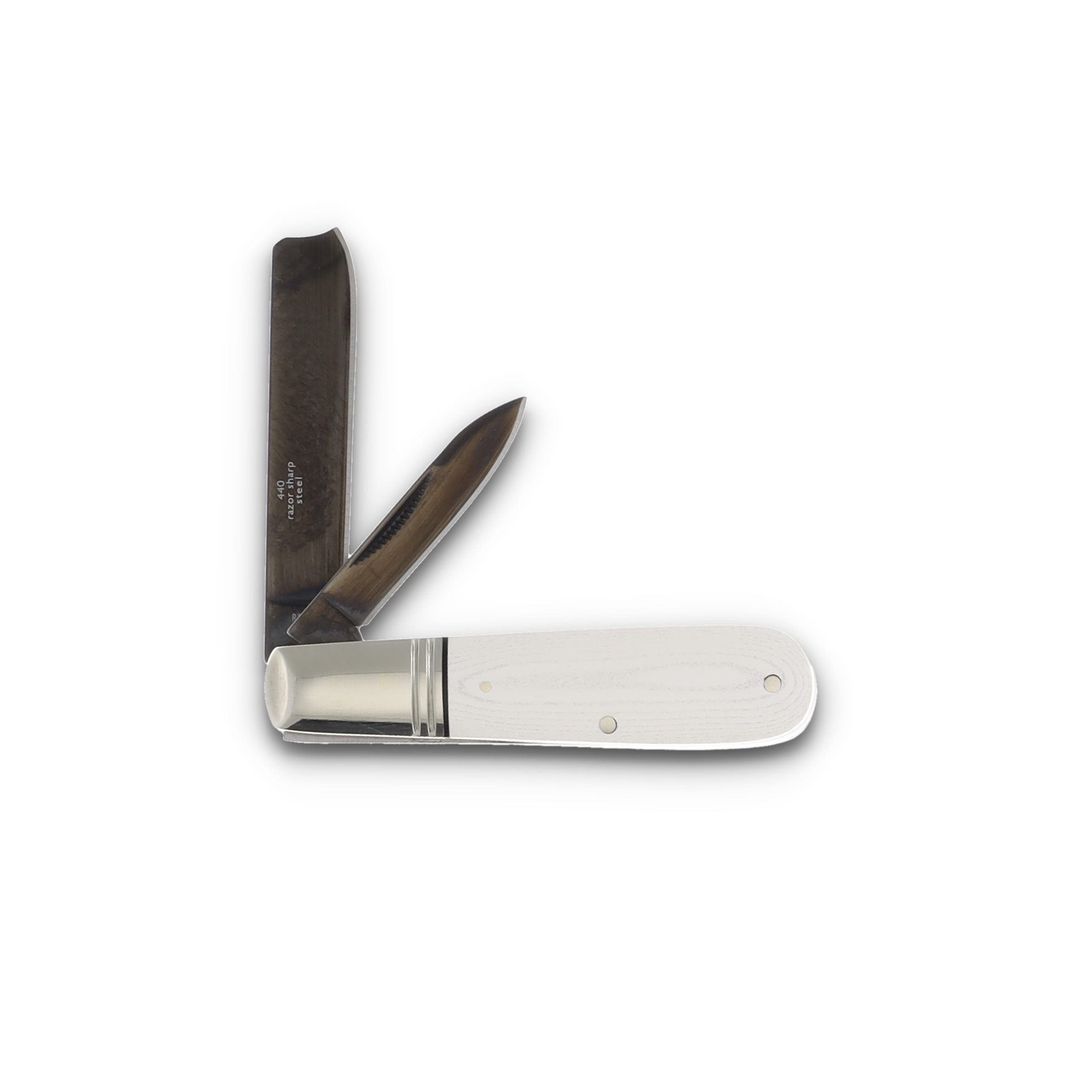 Rough Rider Tuxedo Series White Micarta Razor Barlow Folding Knife RR2666 View 2