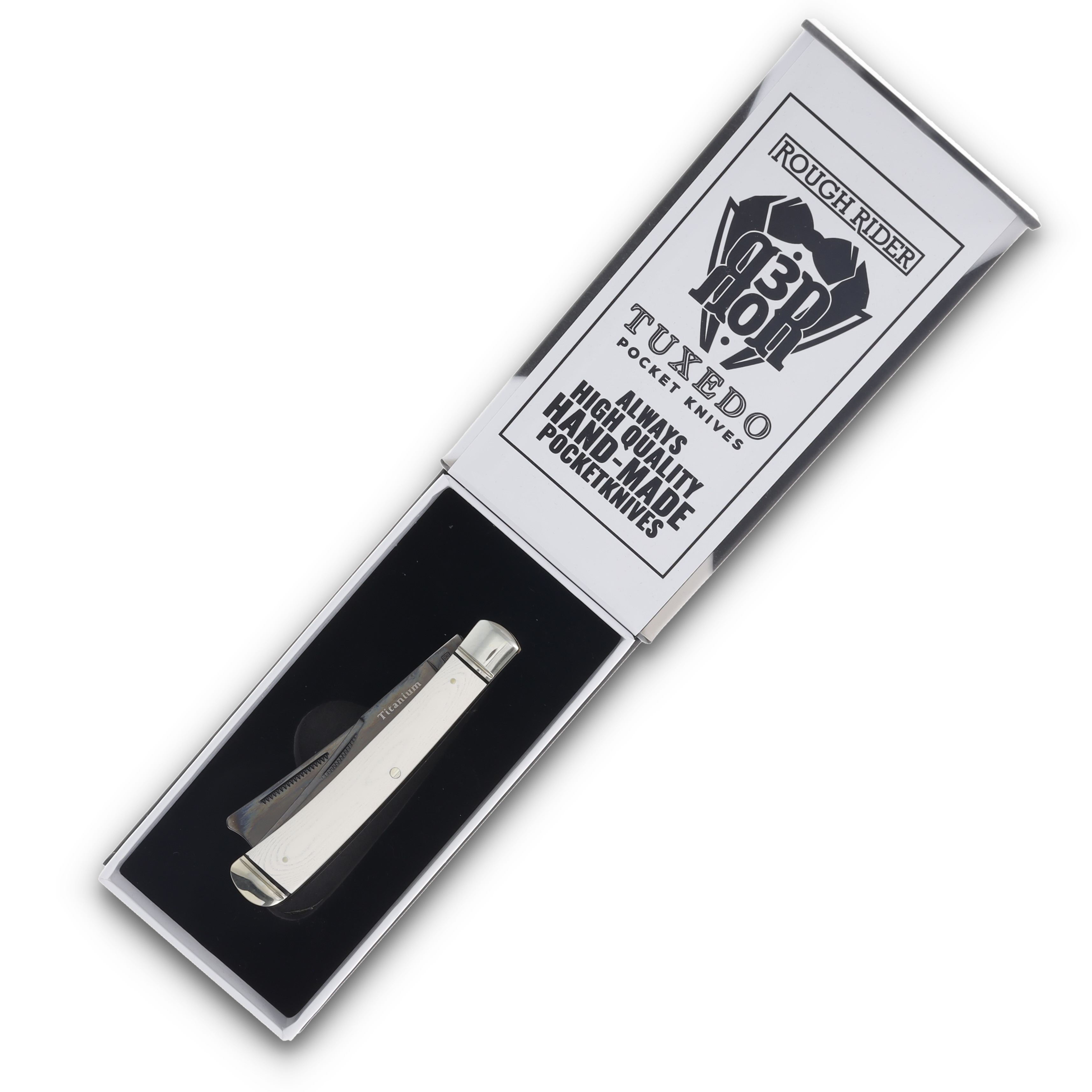 Rough Rider Tuxedo Series White Micarta Razor Trapper Folding Knife RR2667 View 7