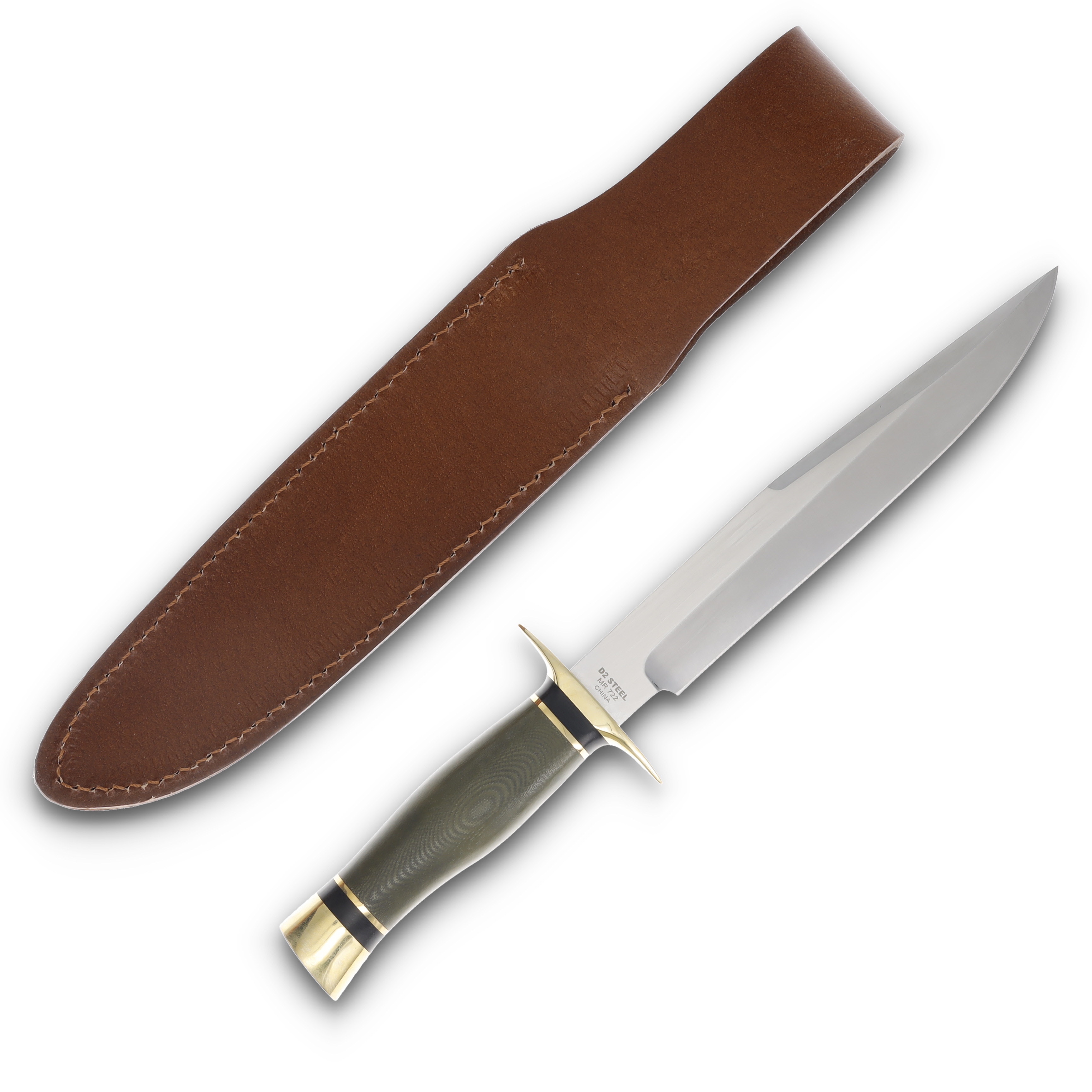 Marbles Green Micarta Fixed Blade 7.5in Plain Satin Clip Point MR722 View 2