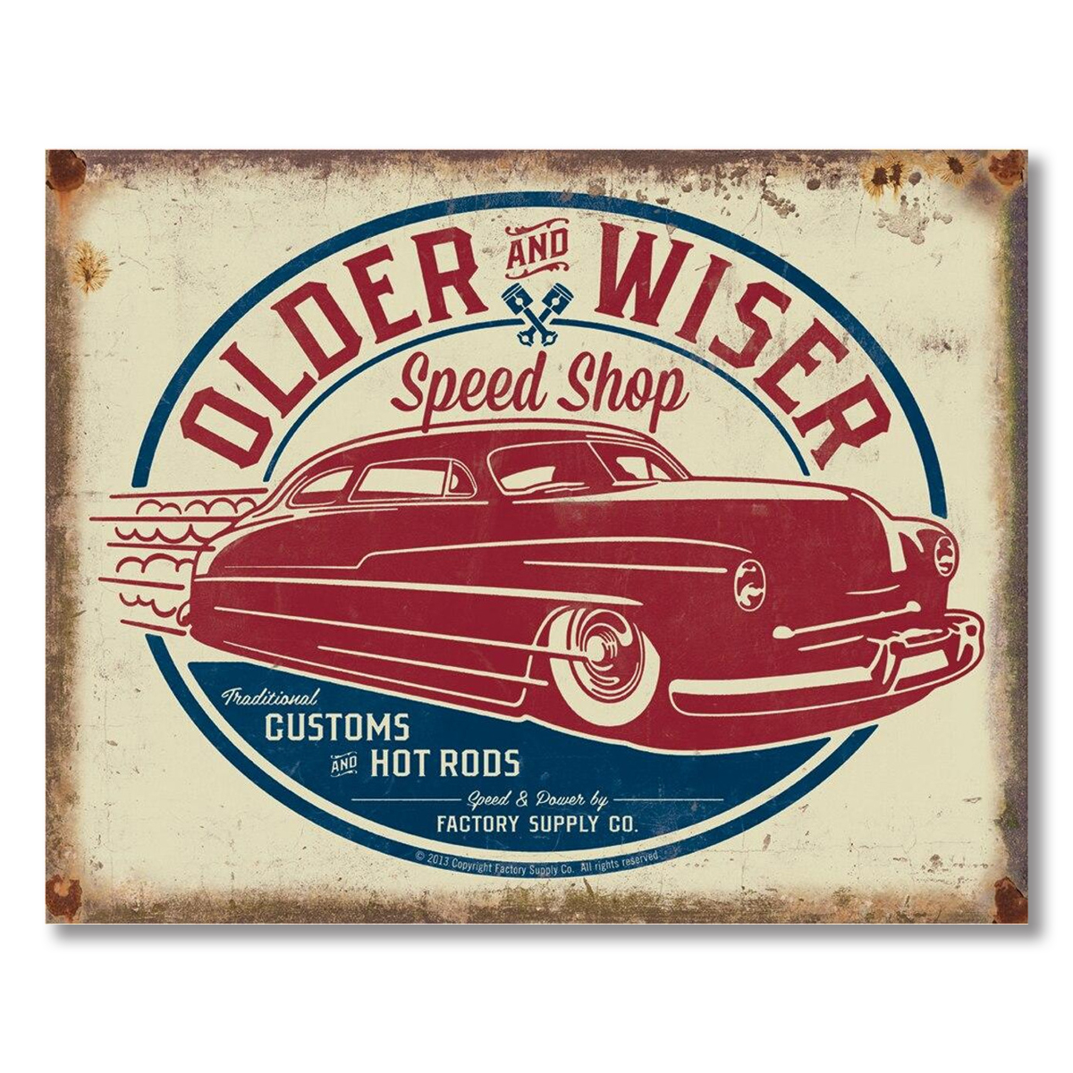 Desperate Enterprises Tin Sign Older And Wiser Speed Shop 16”x12.5” SG1962 View 1