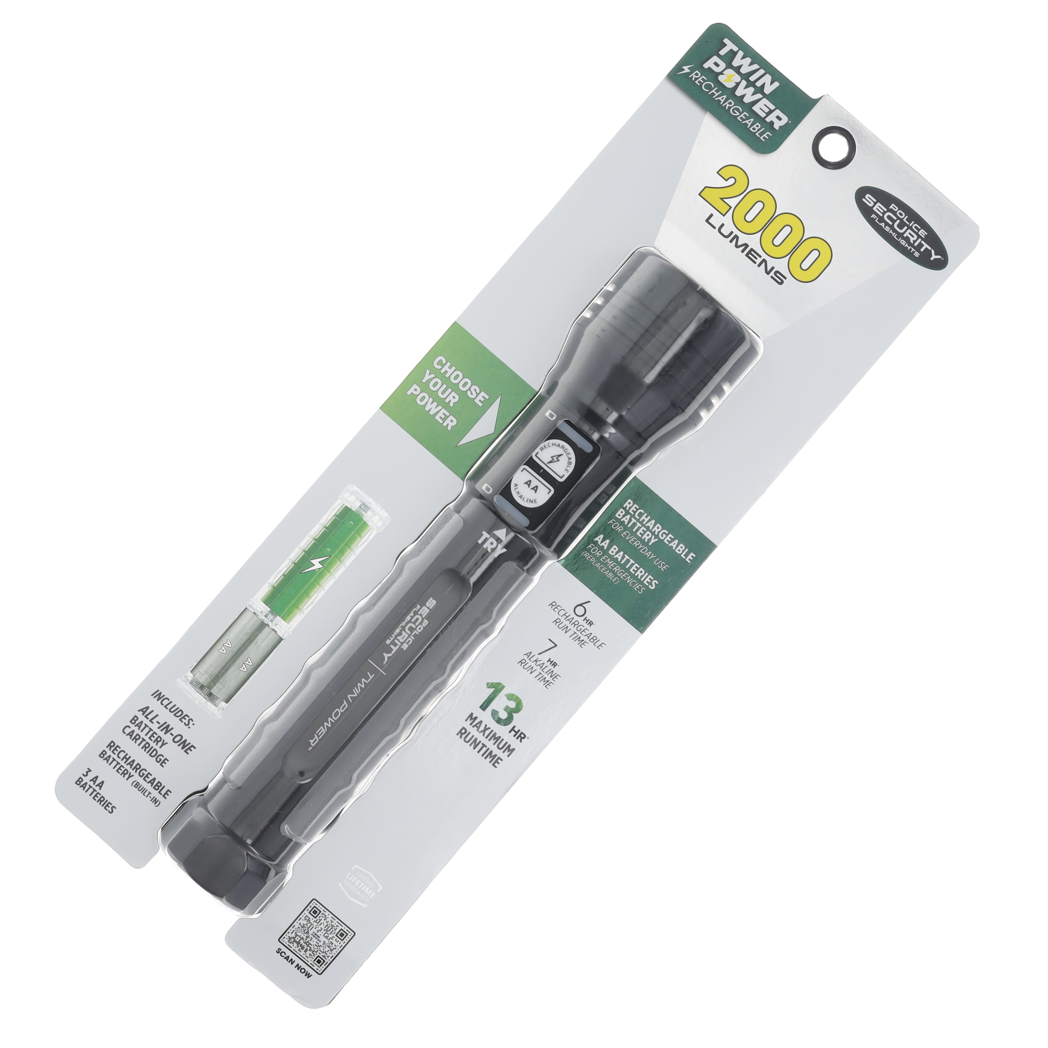 Police Security Twin Power Flashlight 2000 Lumens 97715 View 2