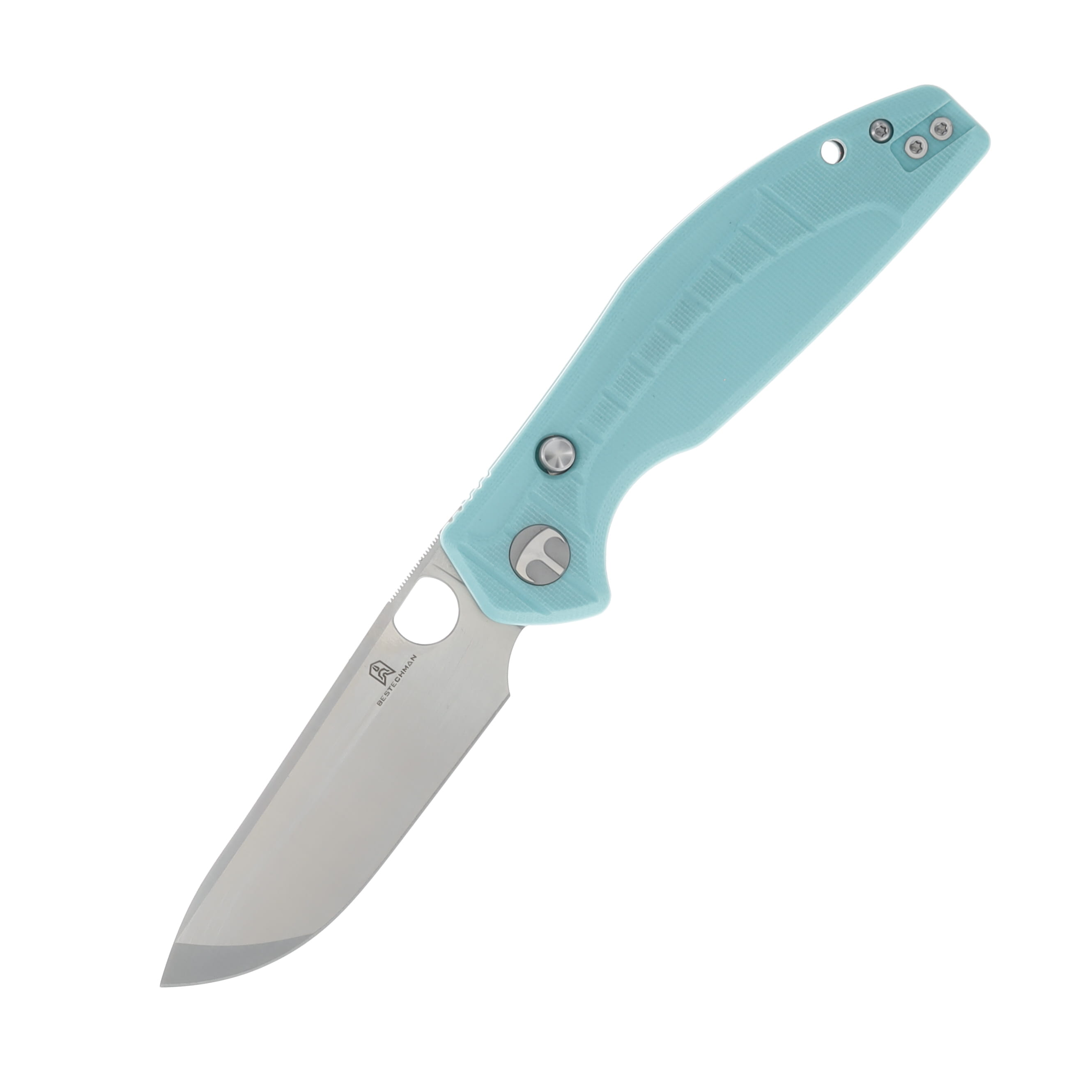 BESTECHMAN Angry Owl Folding Knife Aqua G10 3.25in Satin/SW Drop Point Blade BMK12B-1 View 1