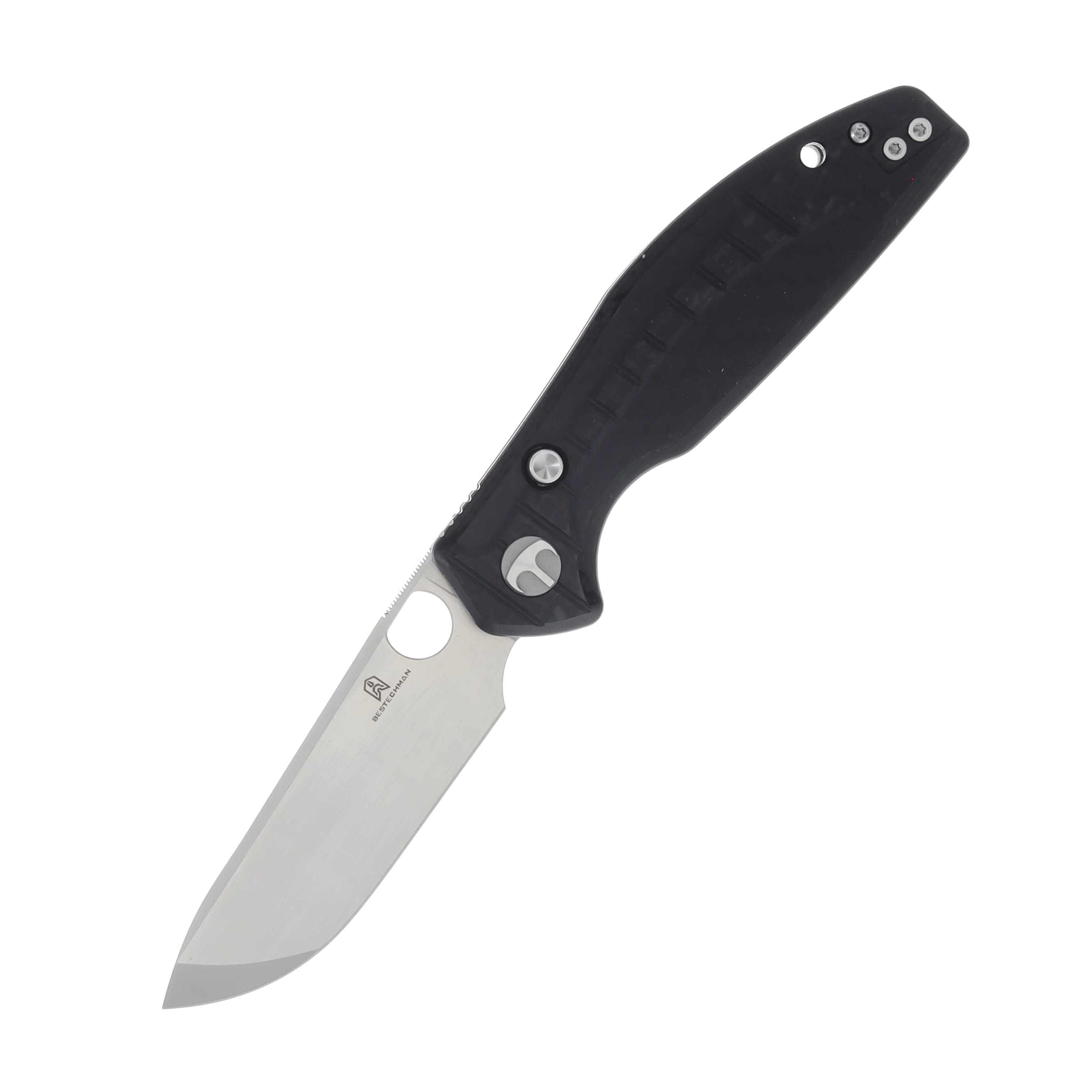 Bestechman Angry Owl Black G10 CF Pattern 3.25in Satin/SW Blade BMK12F-1 View 1
