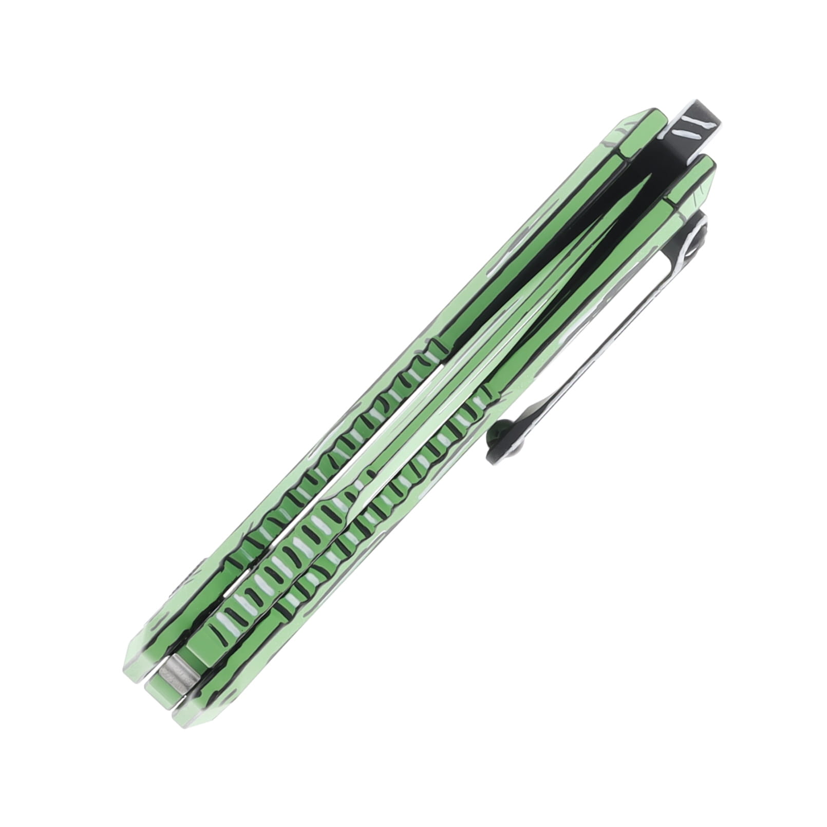 Heretic Knives Medusa Auto Knife Cel Shade Toxic Green 3in Recurve Tanto Blade H012-CS-TX View 5